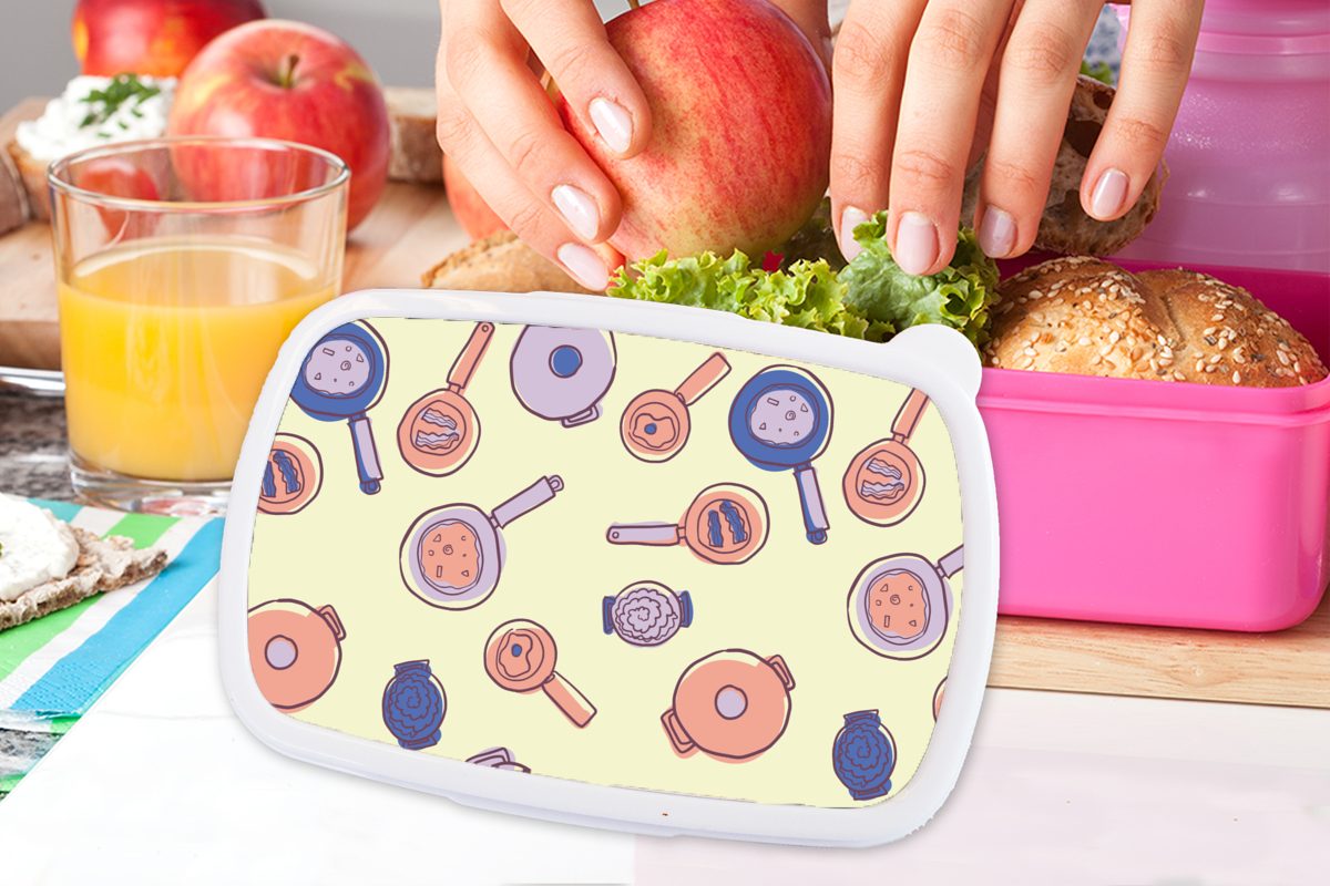 Kunststoff Brotbox für Mädchen, Jahre Muster, Pan rosa - Kunststoff, MuchoWow Kinder, - 50er Erwachsene, Snackbox, Lunchbox Brotdose (2-tlg),