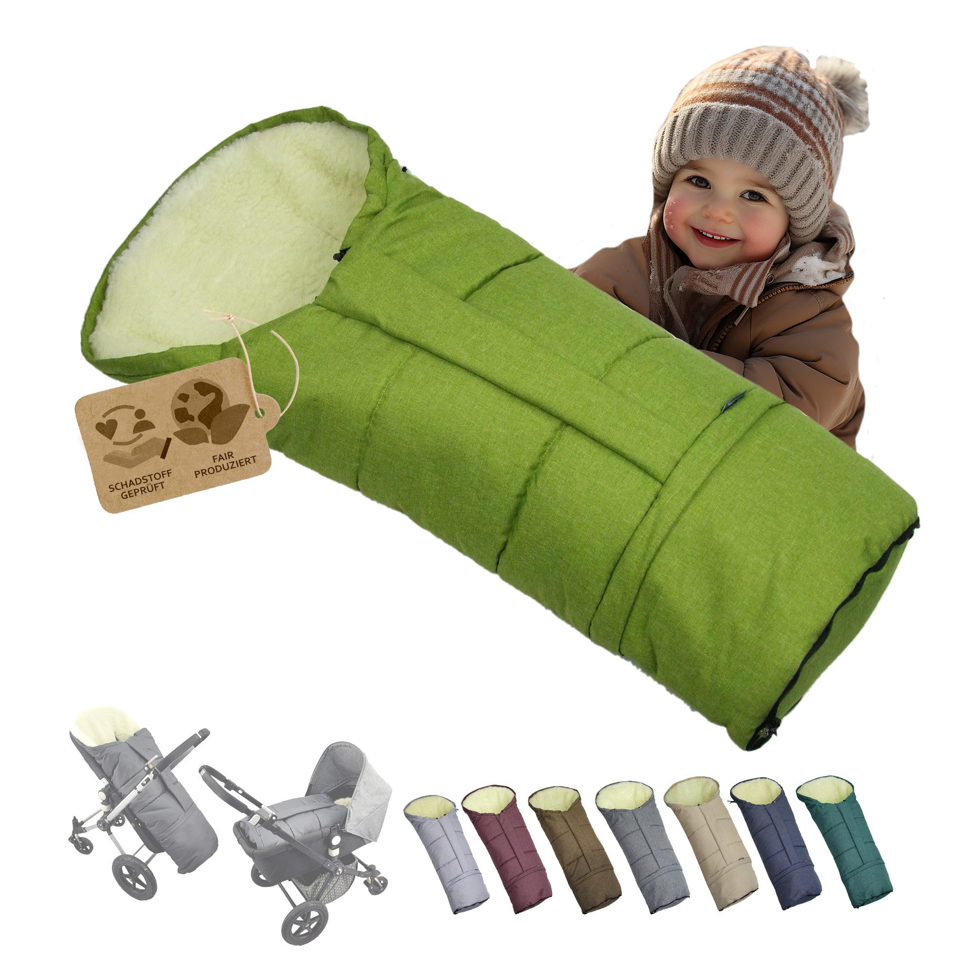 BambiniWelt by Rafael K. Fußsack Winterfußsack Fußsack für Kinderwagen Buggy mumienform Wolle MELIERT, universal für Kinderwagen, Buggy, Jogger, Schlitten
