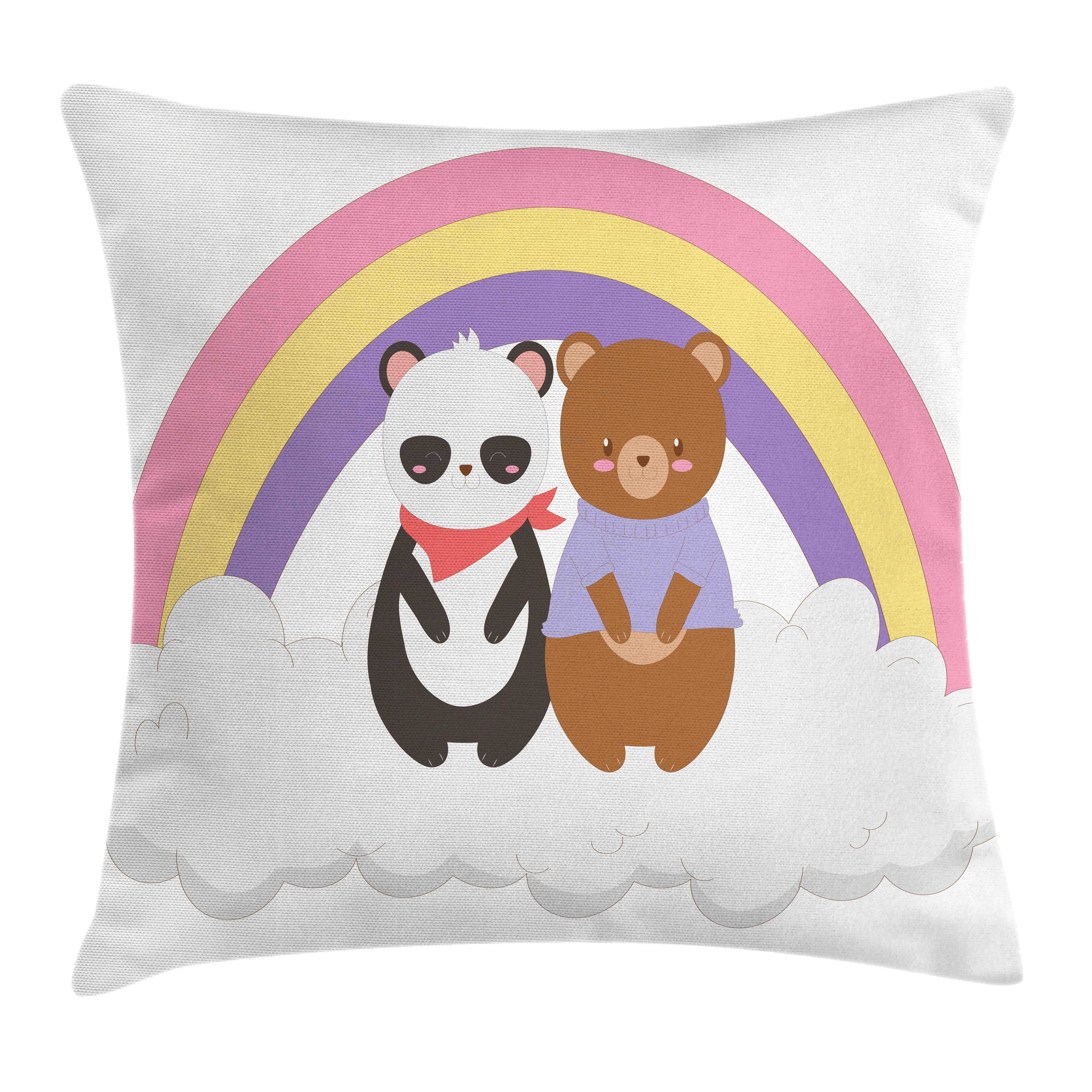 Kissenbezüge Waschbar mit Reißverschluss Kissenhülle mit Farbfesten Klaren Farben Beidseitiger Druck, Abakuhaus (1 Stück), Panda Zeichen auf Wolken