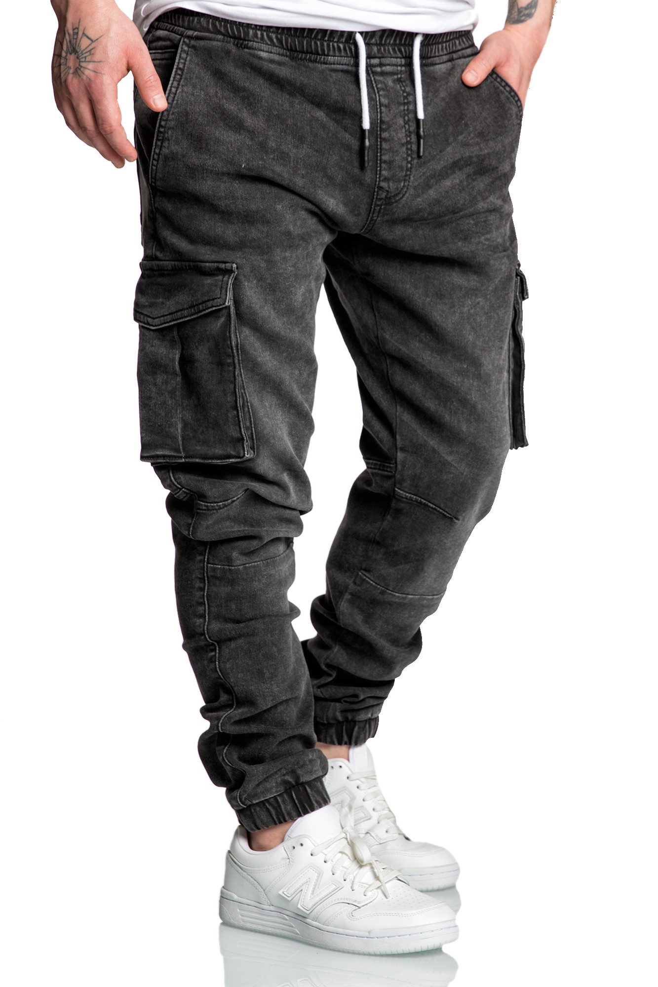 Amaci&Sons Cargojeans ALSIP Sweathose im Denim Look Herren Sweathose in Stretch Denim Jeans