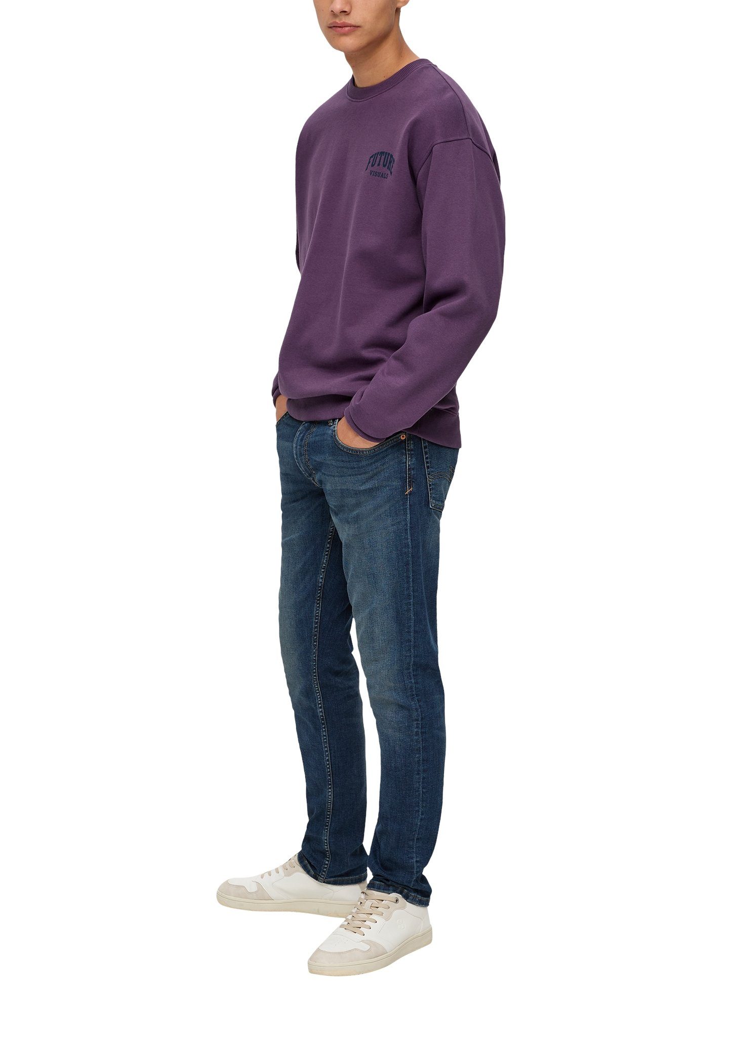 Frontprint kleinem lilac Sweatshirt mit QS