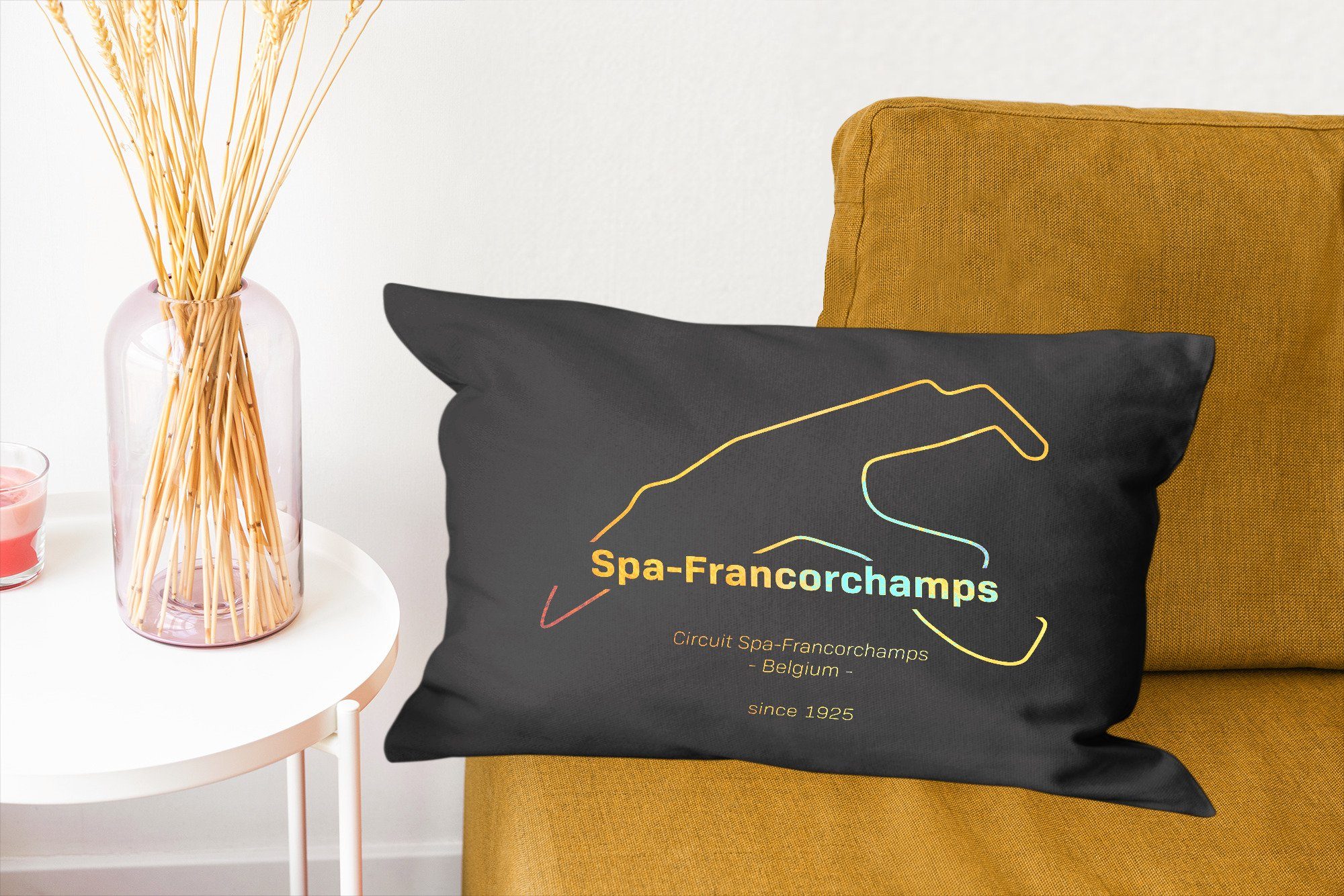 Francorchamps Spa Wohzimmer - Dekokissen Füllung, Rennstrecke, Schlafzimmer Dekoration, 1 Formel MuchoWow mit Dekokissen - Zierkissen,