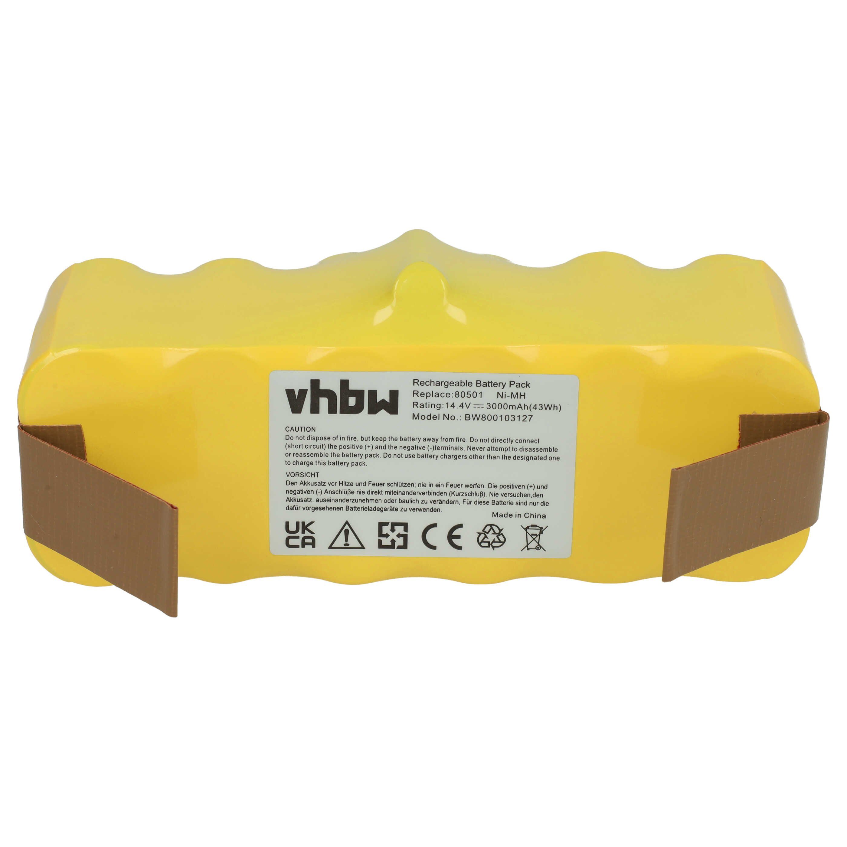 vhbw Akku passend für iRobot Roomba 700, 671, 681, 665, 695, 776p, 774, Staubsauger-Akku Akku NiMH 3000 mAh (14,4 V, 1 St), Leistungsfähiger Austausch-Akku für Ihren Saugroboter
