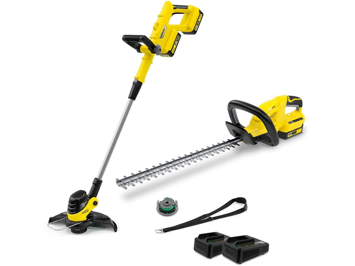 KÄRCHER Akku-Rasentrimmer LTR 3-18 Set, Dual Battery + Heckenschere HGE 18-45 Battery