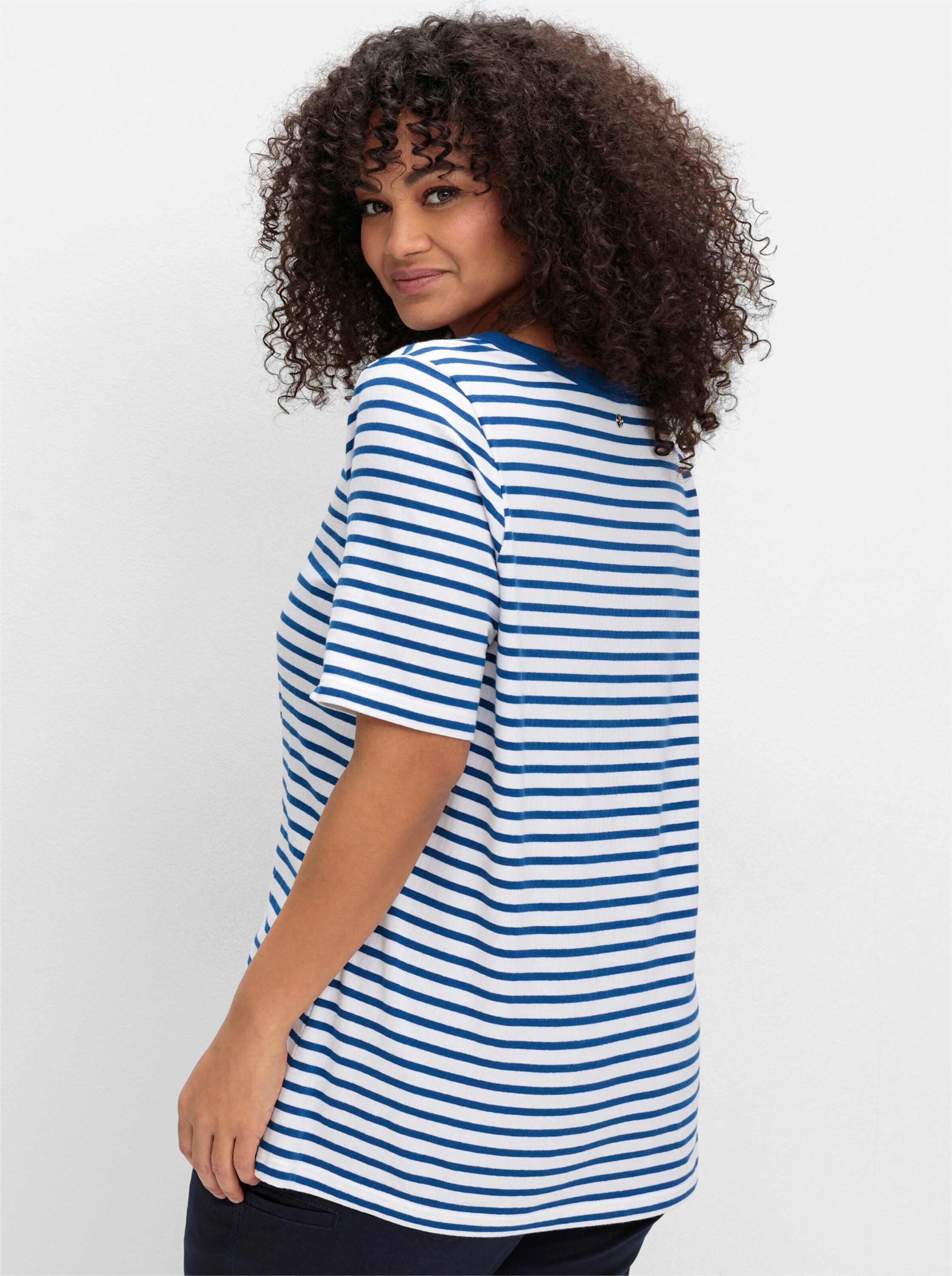 Sheego T-Shirt T-Shirt Kurzarm mit V-Ausschnitt, in Rippstruktur günstig online kaufen