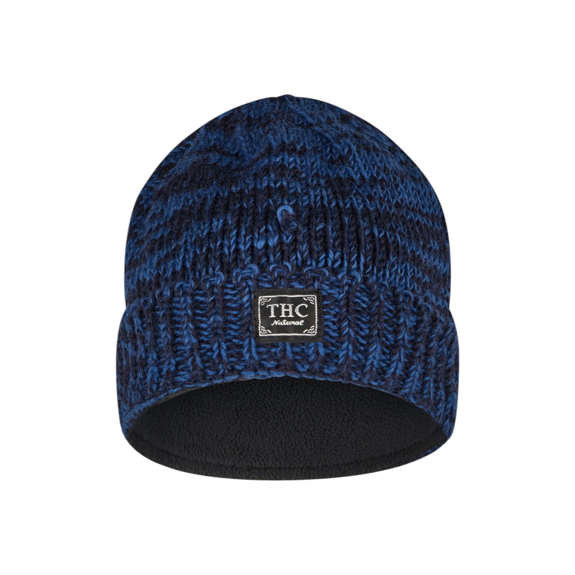 THC Natural Line Strickmütze THC Schafwoll Rollcap 716 blau (1 Stück, 1-St., 1 Stück) gerippter Umschlag