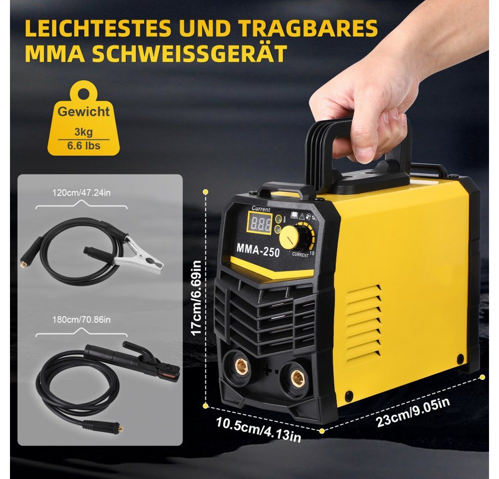 Thumbnail - JOYOLEDER Elektroschweißgerät ARC Schweißgerät, 20-250A IGBT DC Schweissgerät mit LED-Anzeige, Tragbar Kompakt Elektrode...