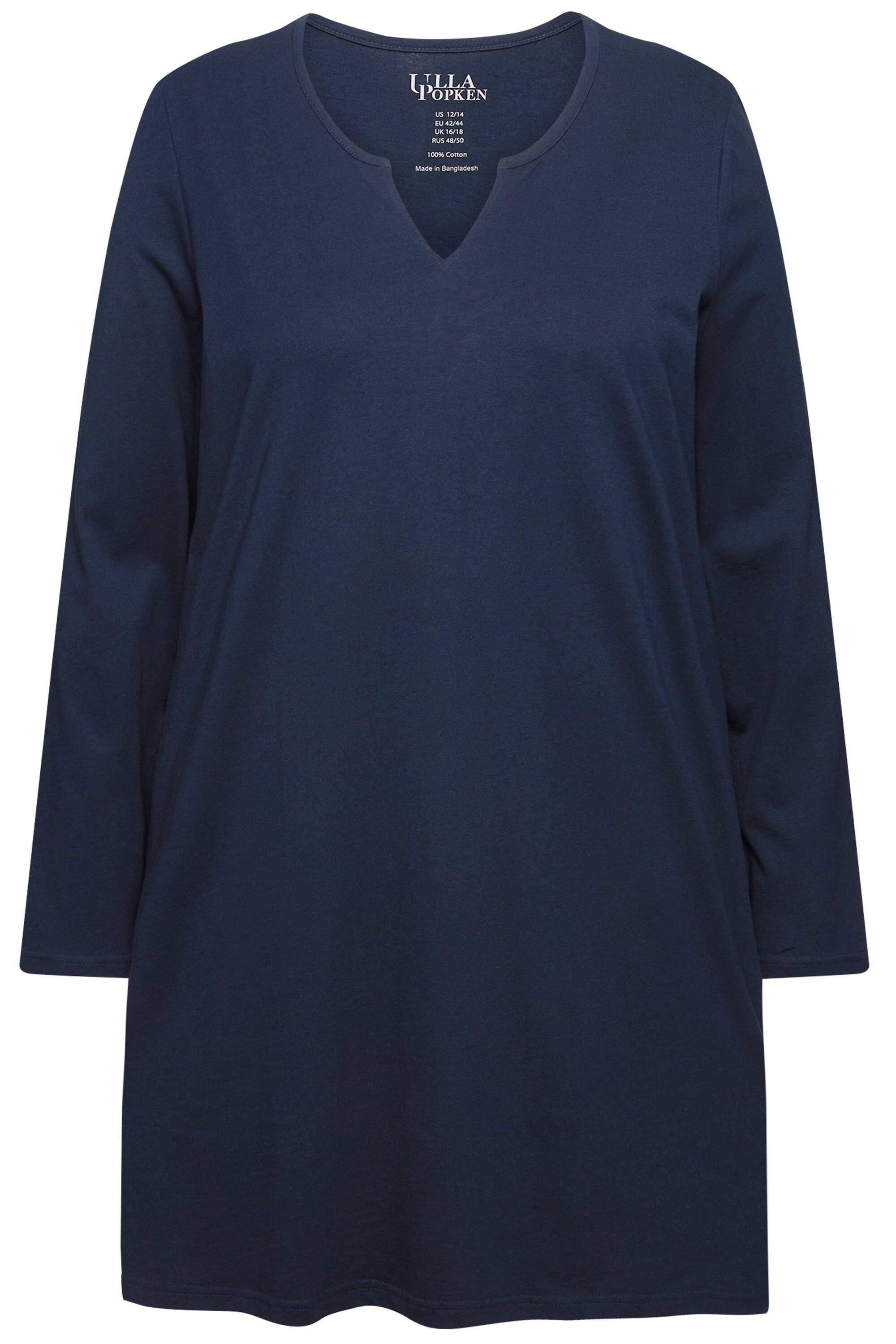 Ulla Popken Longshirt Longshirt A-Linie Tunika-Ausschnitt günstig online kaufen