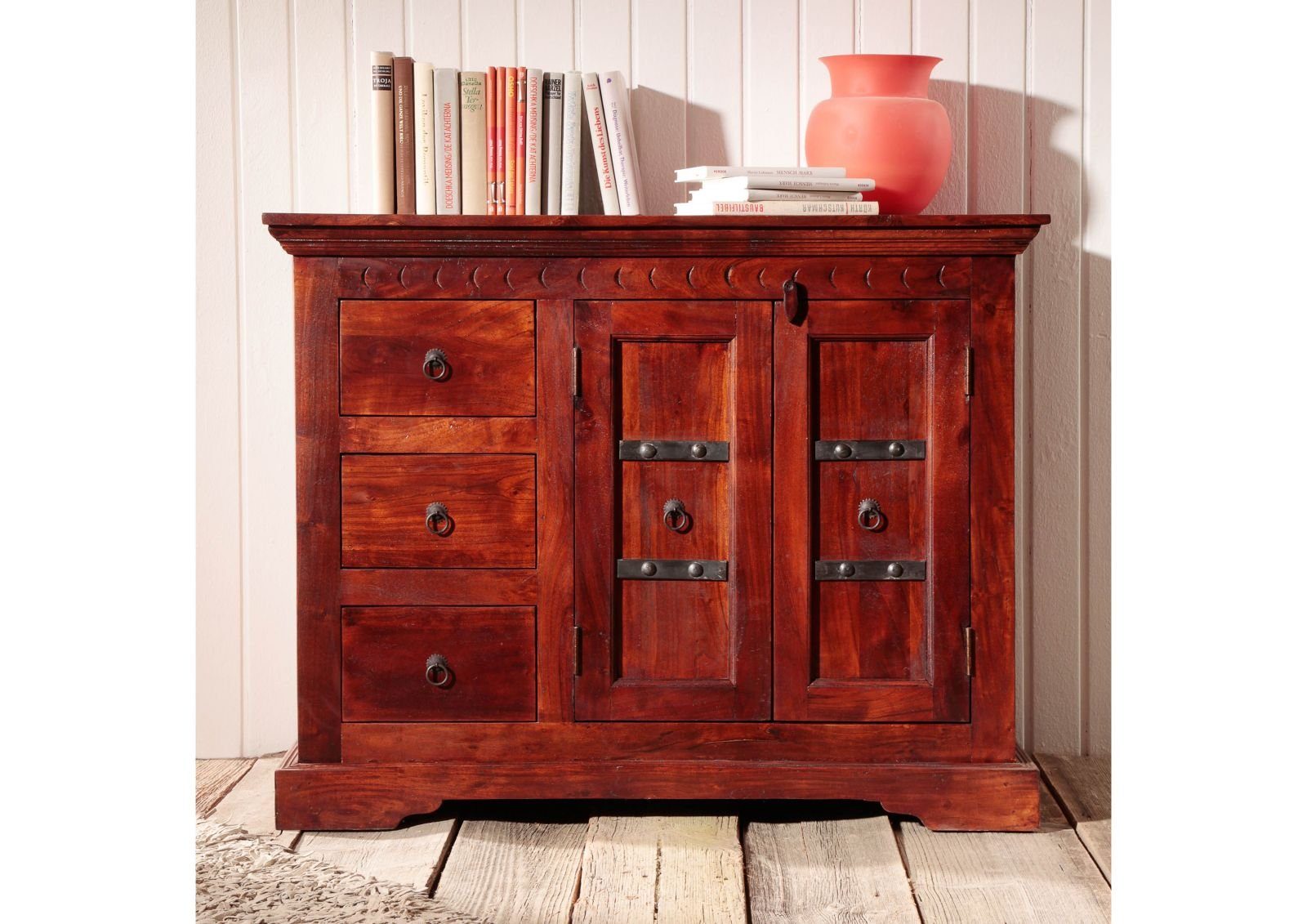 Massivmoebel24 Kommode OXFORD (Massivholz), Kommode Akazie 106x50x85 nougat lackiert OXFORD #408