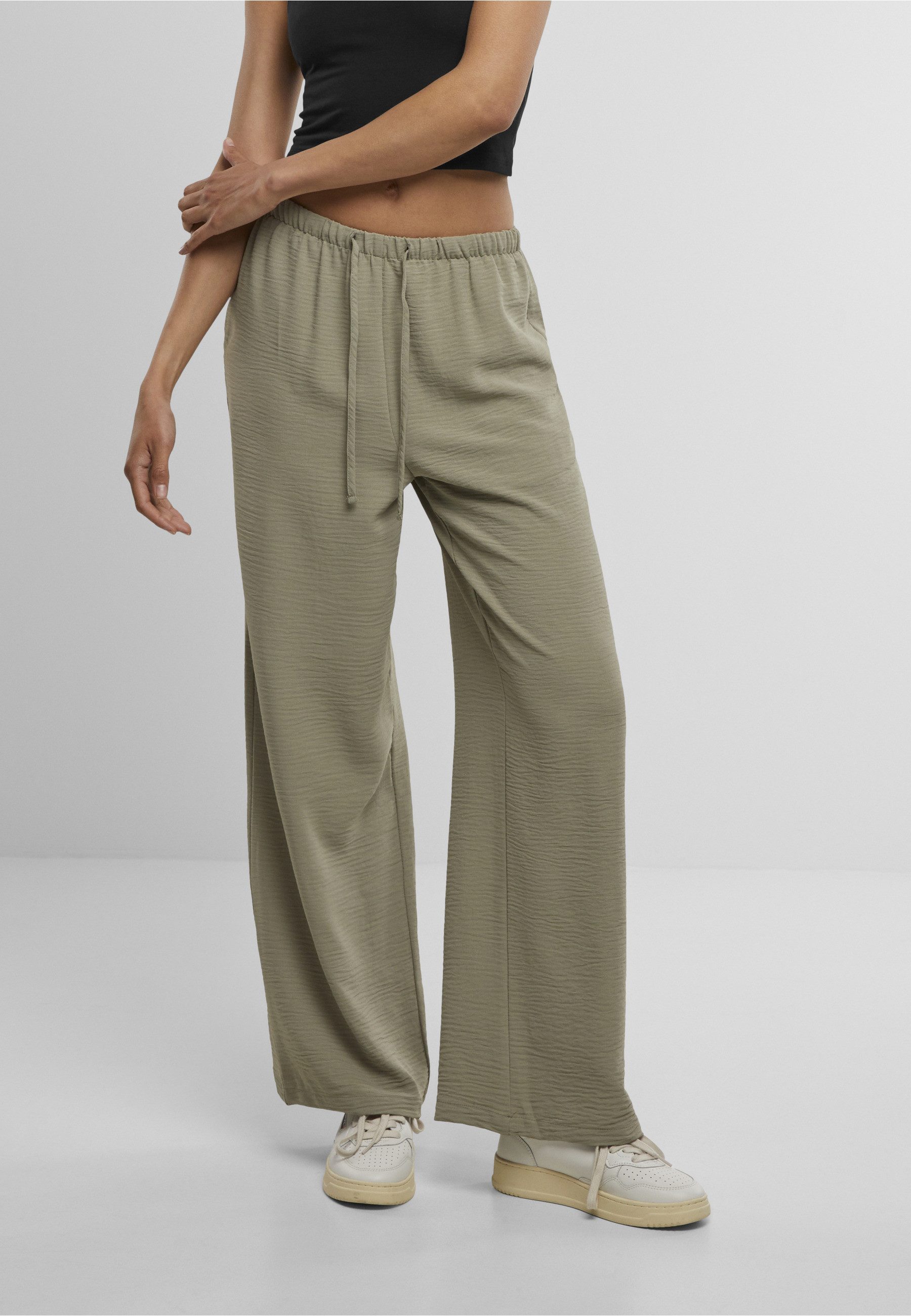 URBAN CLASSICS Stoffhose Urban Classics Ladies Structured Wideleg Pants (1-tlg)