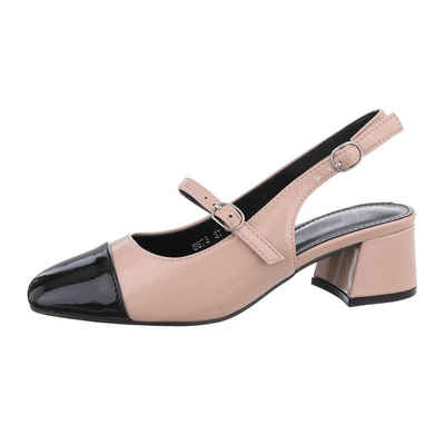 Ital-Design Damen Abendschuhe Elegant Туфлі на шнурівці Blockabsatz Schnür- & Riemchenpumps in Hellbraun