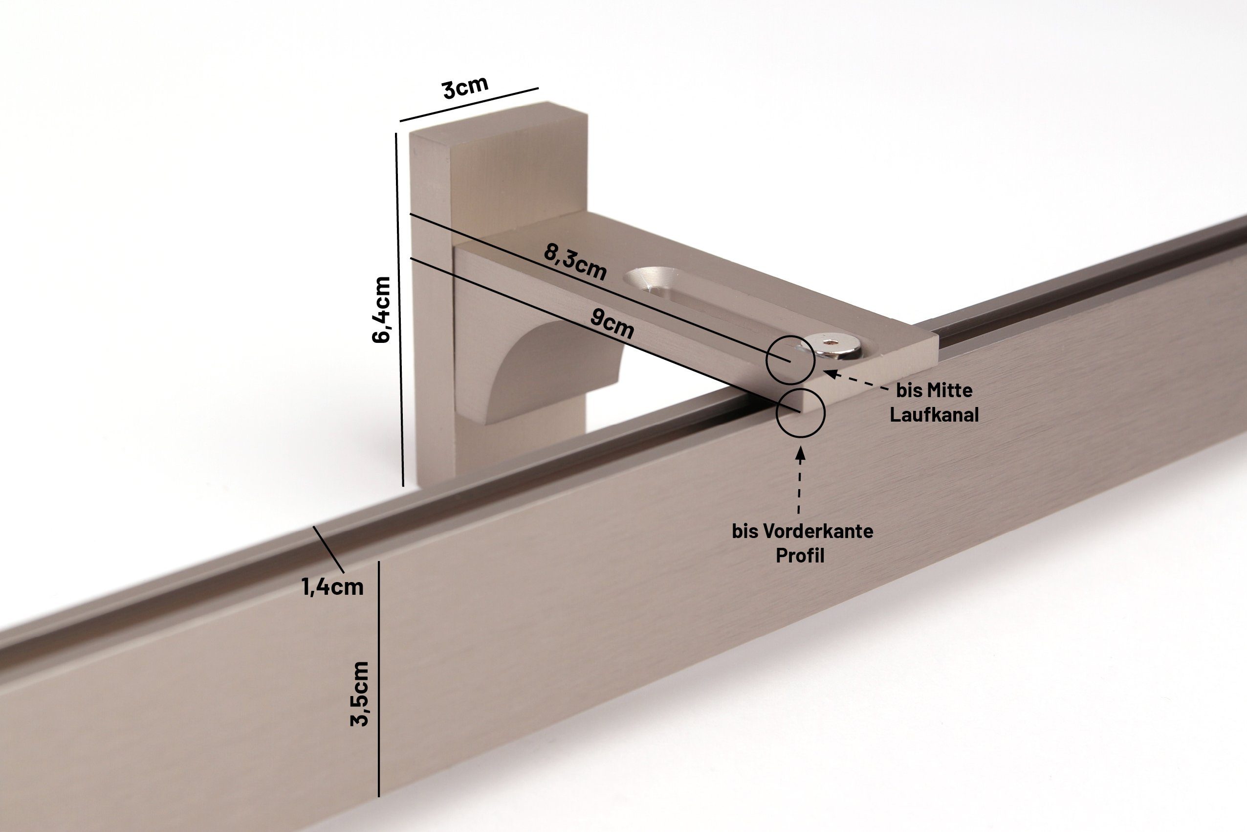 kürzbar, Geschraubt, 1-läufig, Metall Wunschmaßlänge, Gardinenstange Wandträger, eckig, Edelstahl-optik Innenlauf Deco-Raum,