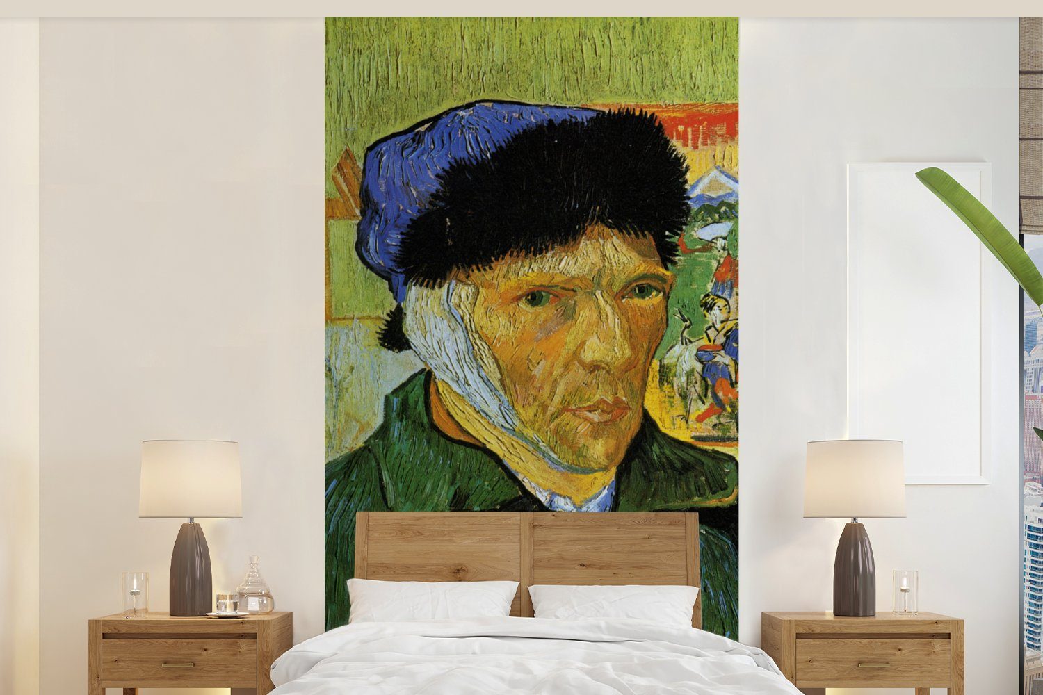MuchoWow Fototapete Selbstbildnis mit verbundenem Ohr - Vincent van Gogh, Matt, bedruckt, (2 St), Vliestapete für Wohnzimmer Schlafzimmer Küche, Fototapete