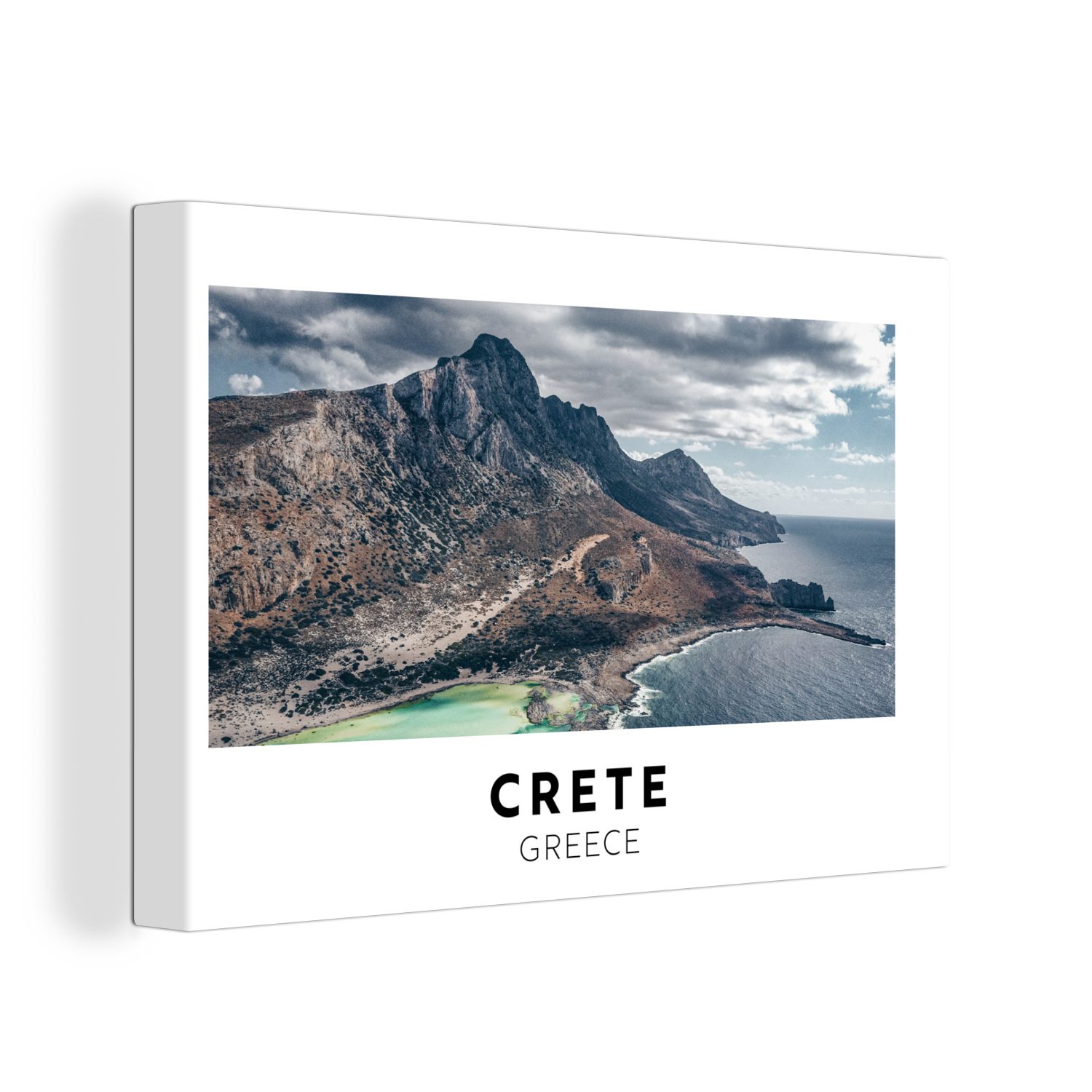 OneMillionCanvasses® Leinwandbild Griechenland - Kreta - Berge - Meer, (1 St), Wandbild Leinwandbilder, Aufhängefertig, Wanddeko, 30x20 cm