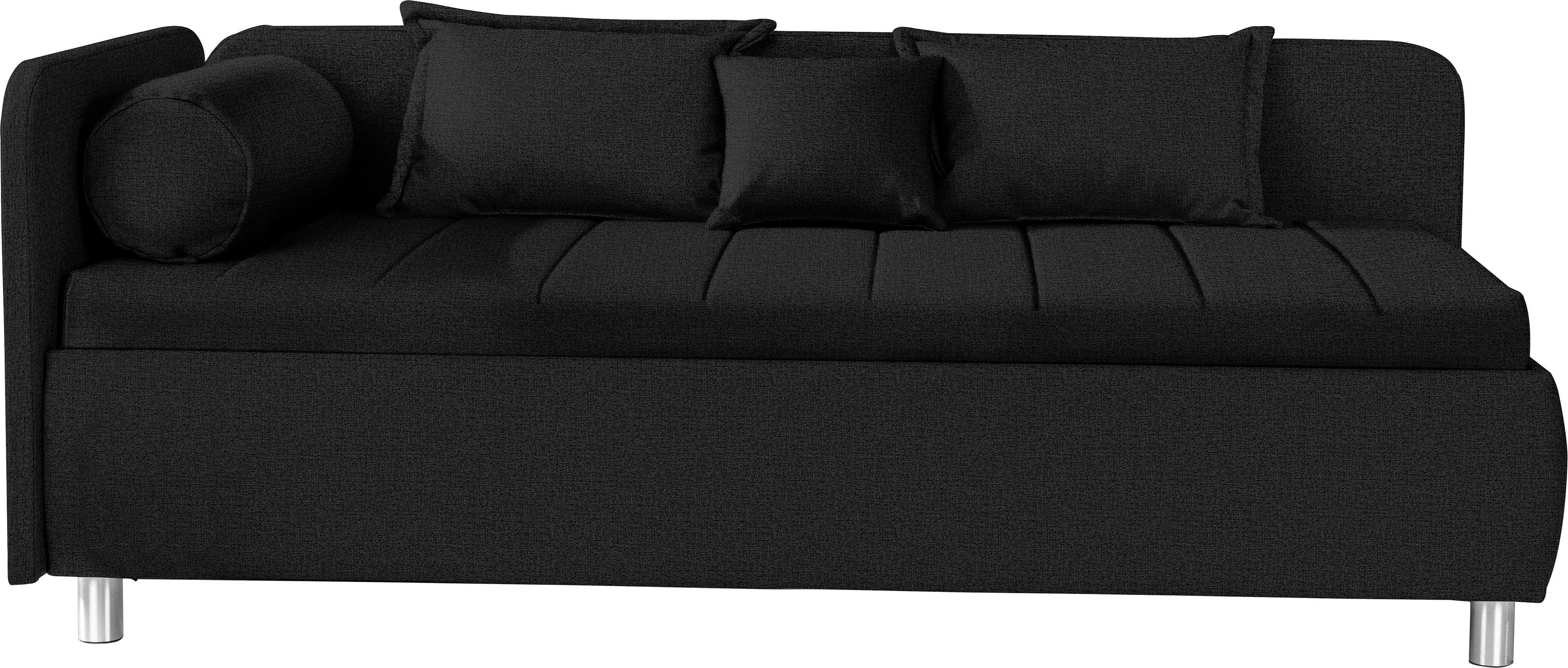 ADA trendline Schlafsofa Kiana, mit Bettkasten und Zierkissen, Liegefläche 90/200 cm oder 100/200 cm schwarzblau TMD 10