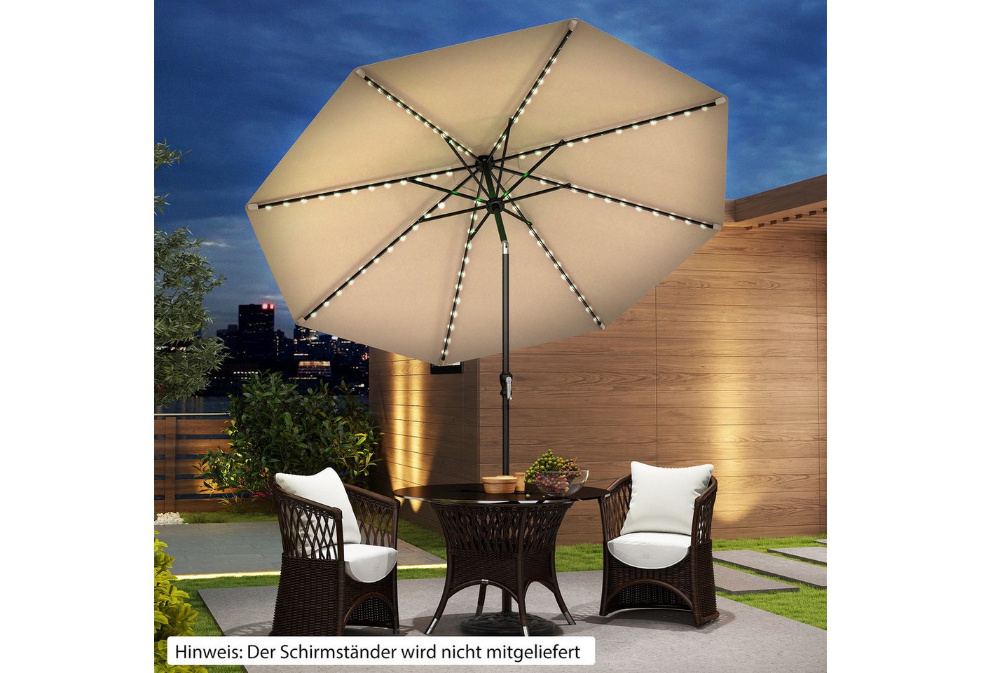 Thumbnail - KOMFOTTEU Sonnenschirm, Terrassenschirm mit LED, 9 Modi