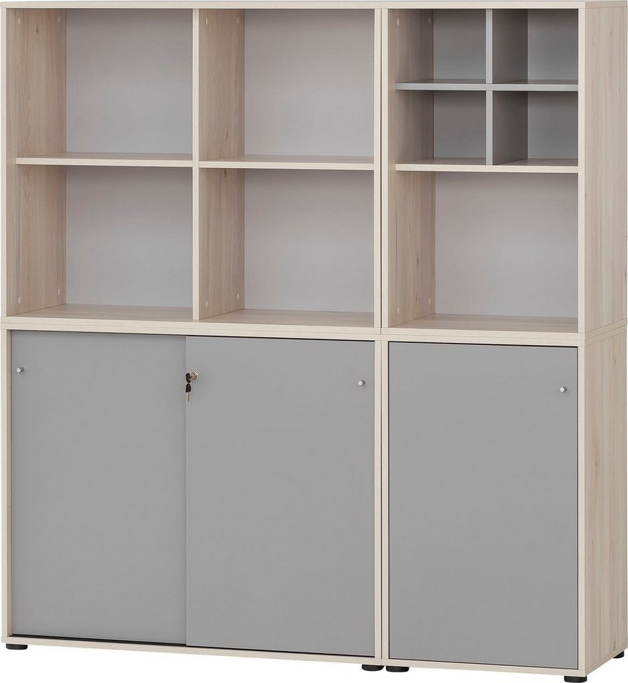 Schildmeyer Büro-Set Serie 400, (5-St), bestehend aus 2 Regalen, 2  Schränken, 1 Regalkreuz