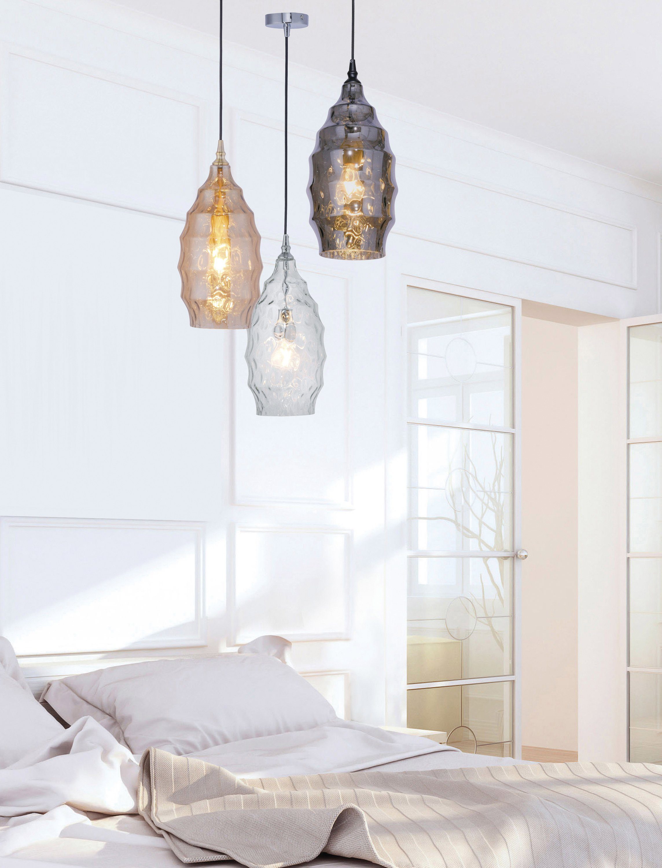 Paul Neuhaus LED Pendelleuchte Pendellampe SCARLETT Rauchglas, 1xE27/60W, Lampenschirm in Rauchglas
