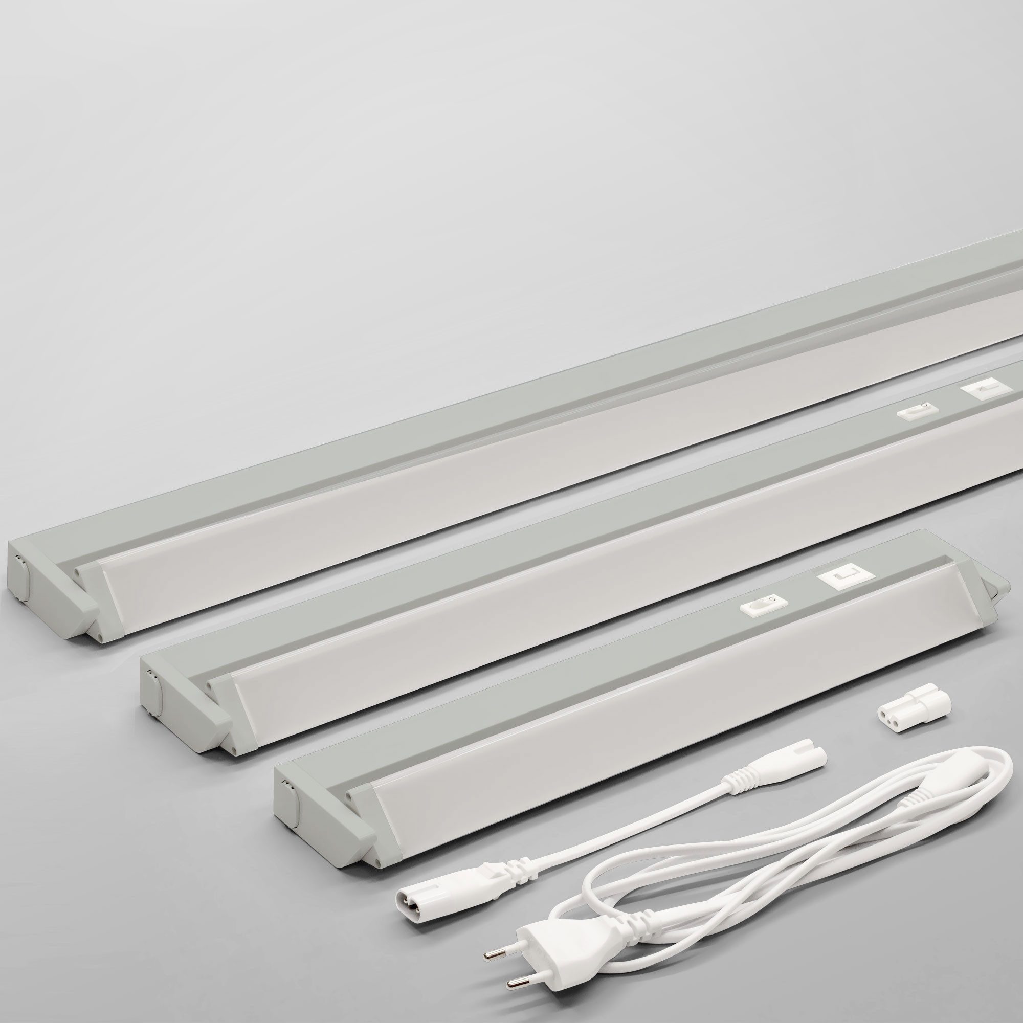 Maxkomfort LED Unterbauleuchte schwenkbar & 3-Stufen-Dimmfunktion - 36cm/56cm/90cm in Weiß/Grau, LED fest integriert, 3 Lichtfarben, Warmweiß/Kaltweiß/Neutralweiß, 3000K/4000K/6000K, Küchenleuchte 3-Stufen-Dimmbar, schwenkbar, 3 Lichtfarben, IP20