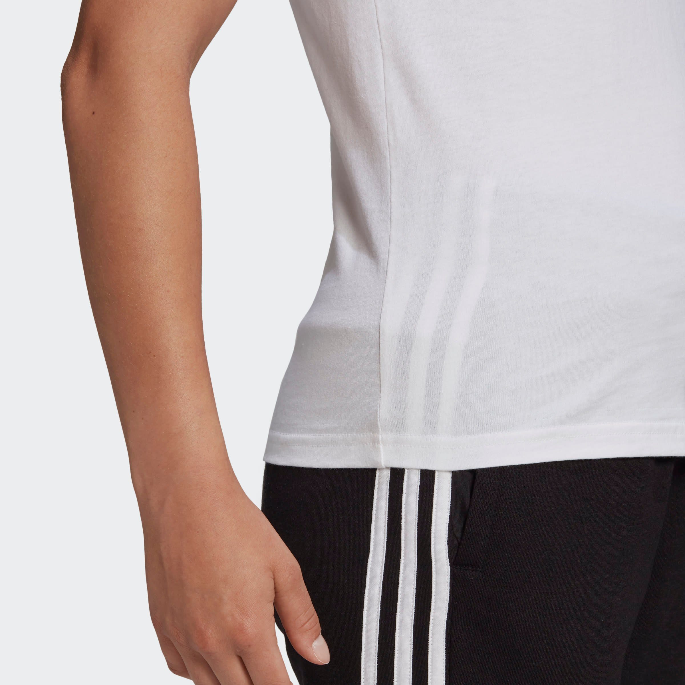adidas Sportswear T-Shirt LOUNGEWEAR ESSENTIALS Black SLIM 3-STREIFEN / White