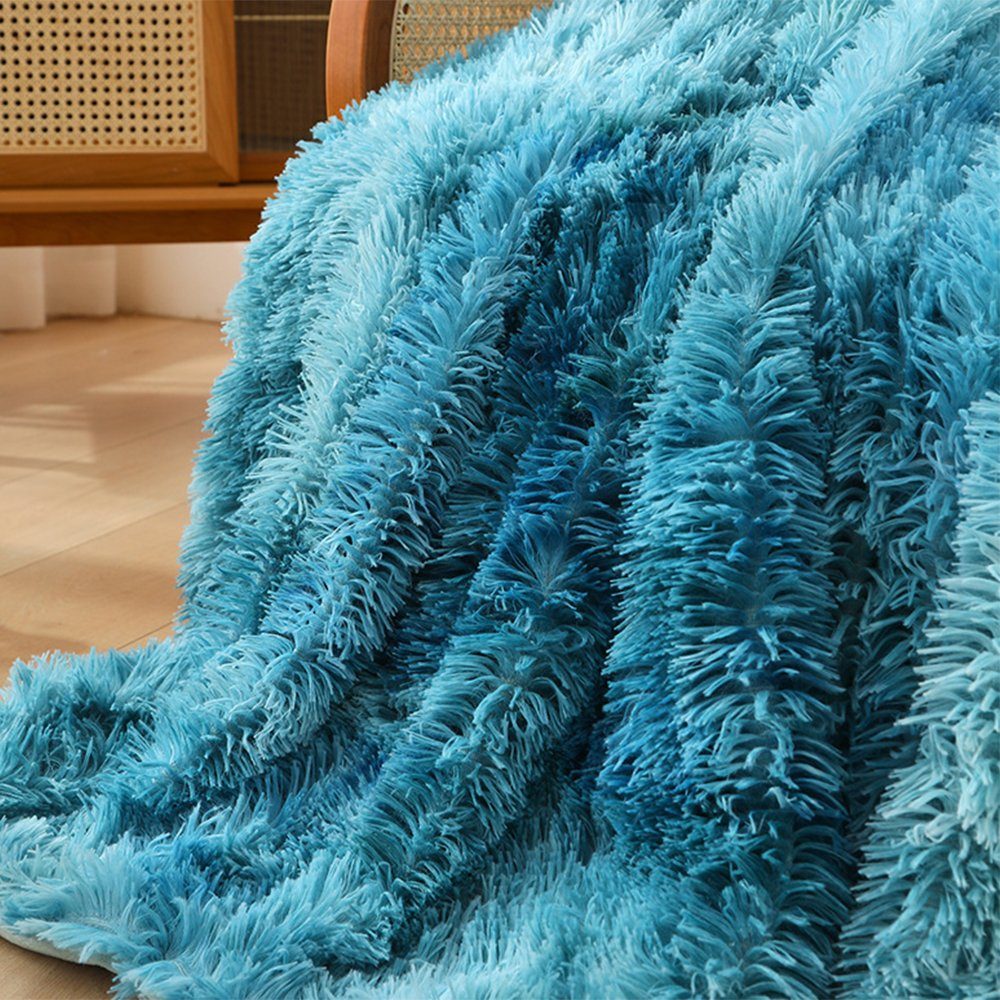 Decke, Haaren, Wohndecke Wendedecke zggzerg mit Langen Blau Flauschige Kuscheldecke,