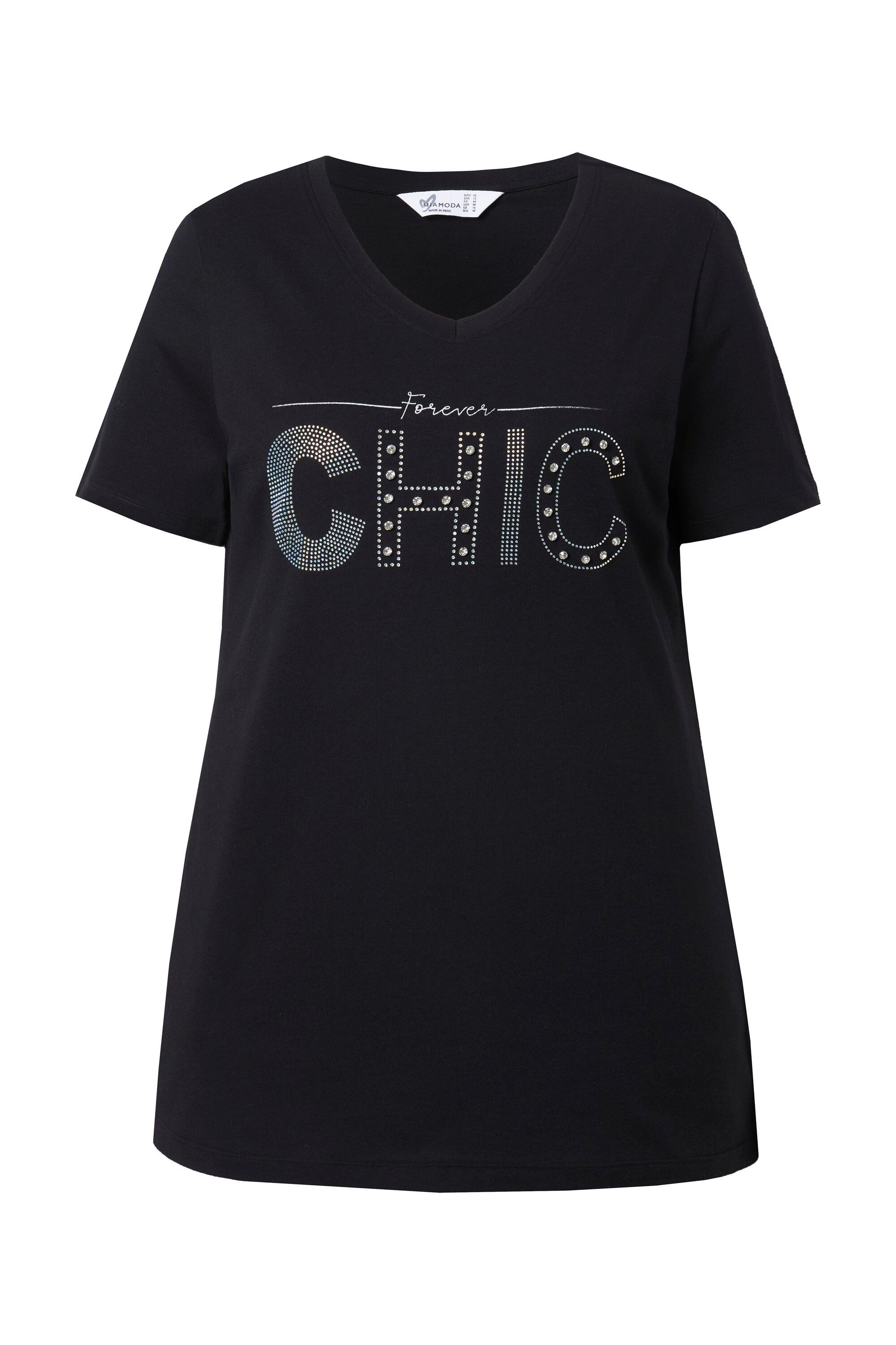 MIAMODA T-Shirt T-Shirt Komfort Fit Glitzer-Schriftzug günstig online kaufen