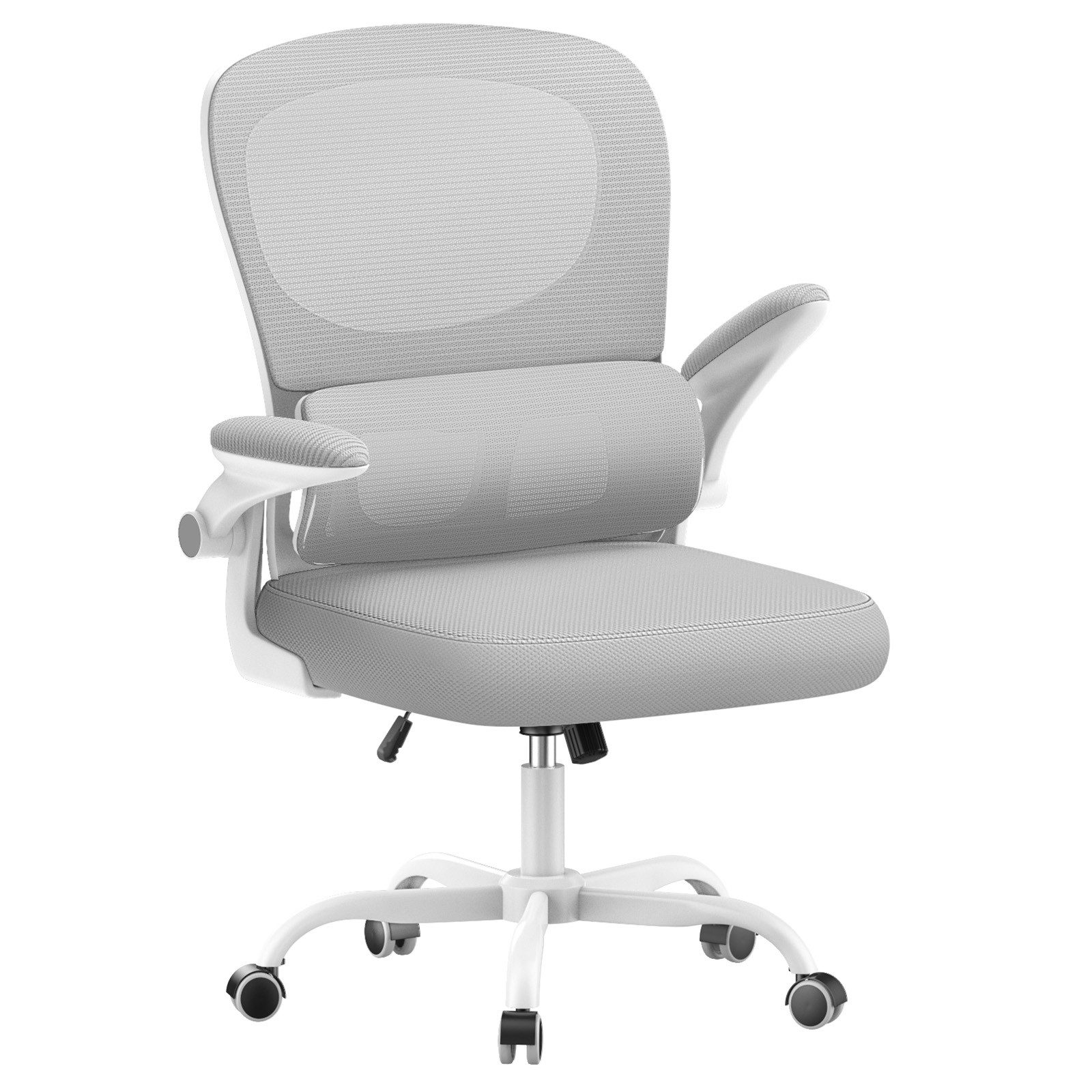 ZAISZE Bürostuhl 280G Netz Sitz Gaslift 2-Stufe Geräuschlose Rollen Ruhe & Effizienz (Set), Nylonrad; Fünf-Klauen-Stütze