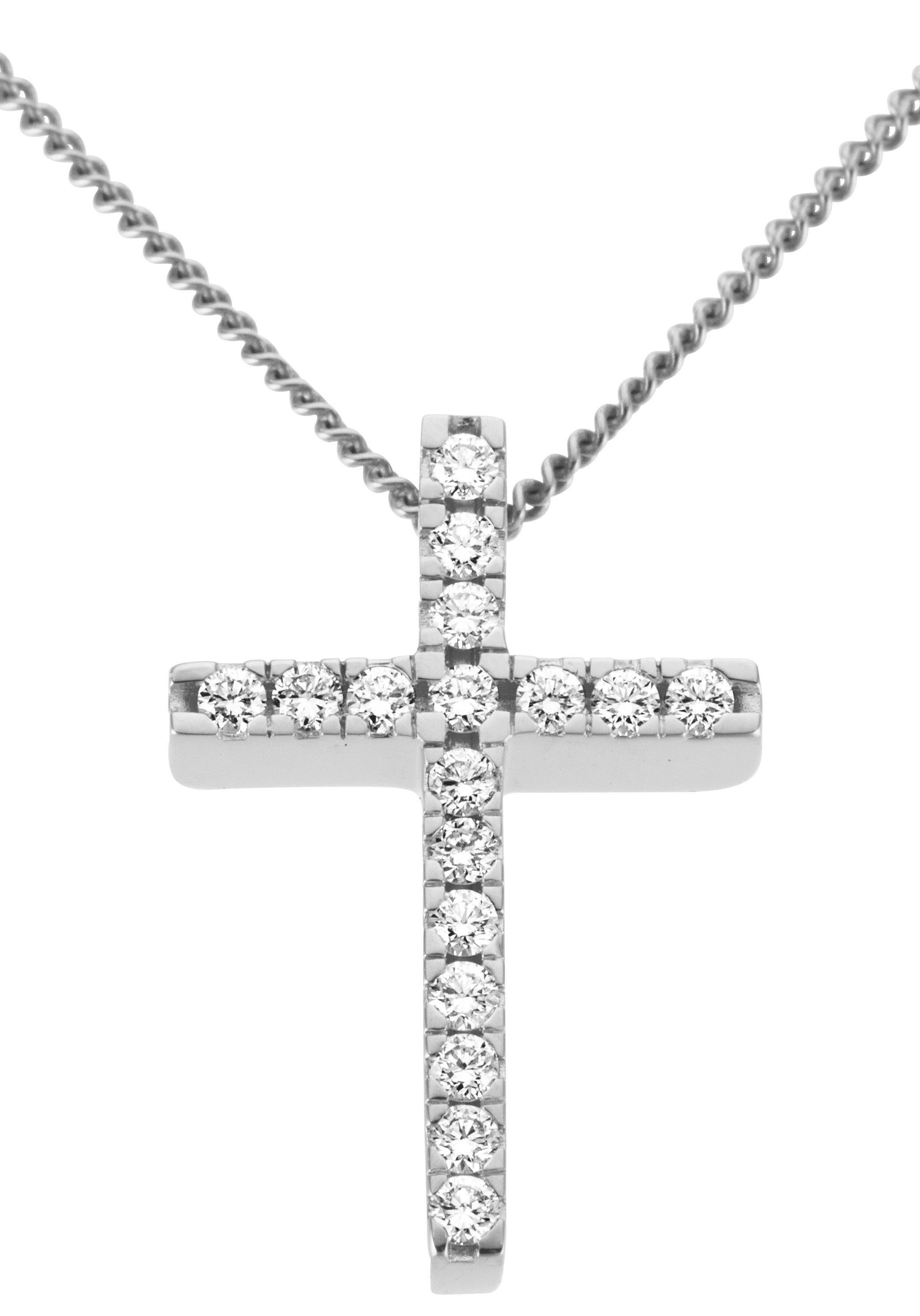 Firetti Kreuzanhänger Schmuck Geschenk Gold 585 Halsschmuck Anhänger für Halskette Kreuz, mit Brillanten