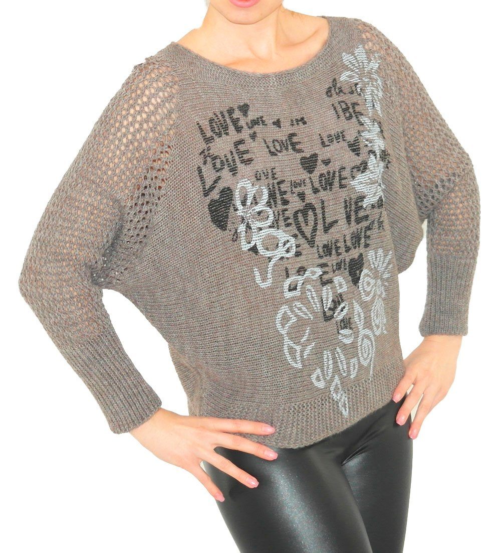 YESET Longpullover Pullover Strick Pulli Love-Blumen günstig online kaufen