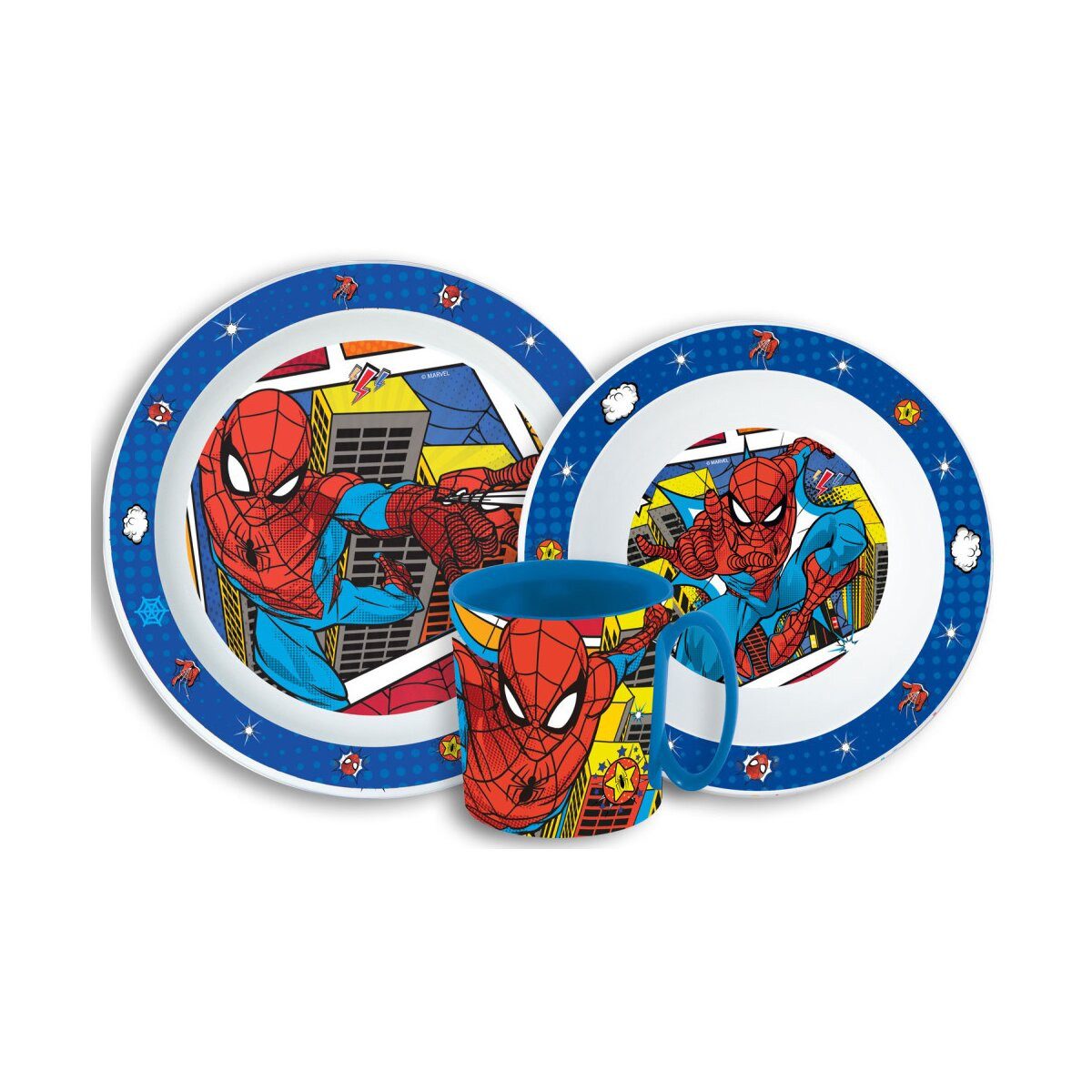 Spiderman Kindergeschirr-Set Spiderman Grid Essgeschirr Mikro Kunststoff 350ml