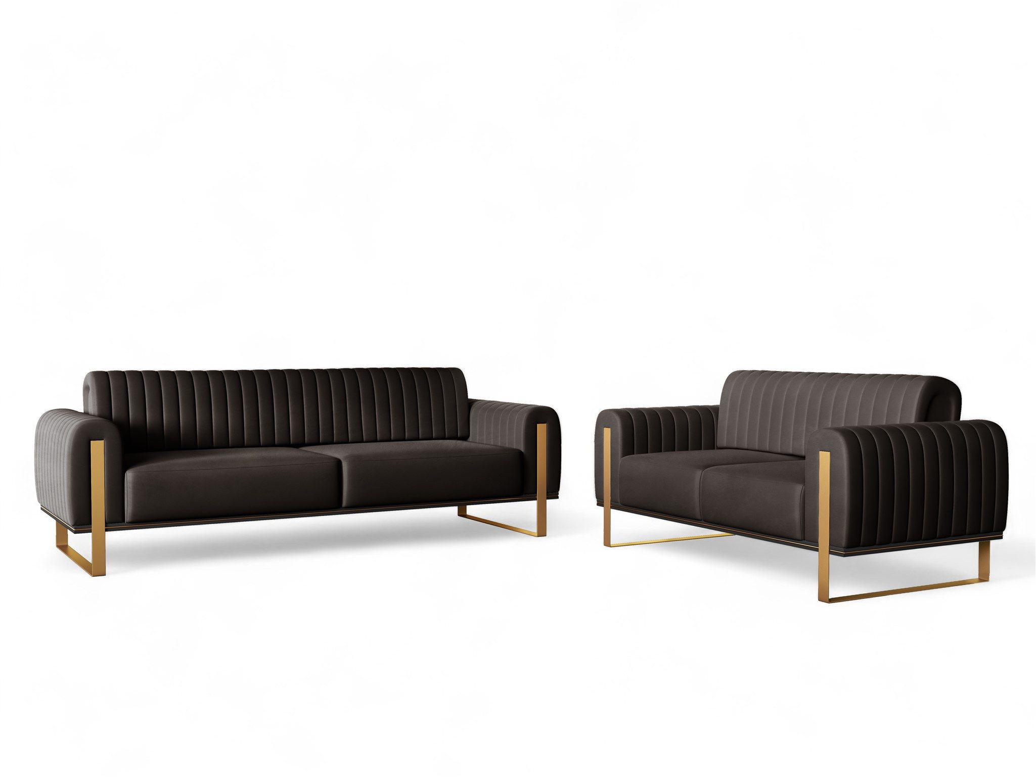 Fun Möbel Polstergarnitur Sofaset Designersofas VALERIE 3-2 in Stoff Elisa Velvet, (2-tlg., 2 Sofas), Rückenlehne verstellbar, Rundumbezug