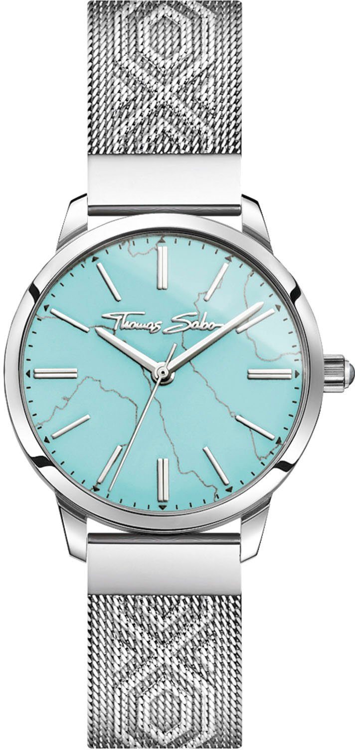 THOMAS SABO Quarzuhr ARIZONA SPIRIT WA0343-201-215-33 MM, Armbanduhr, Damenuhr, Hämatit-Stein auf der Krone, Edelstahlarmband