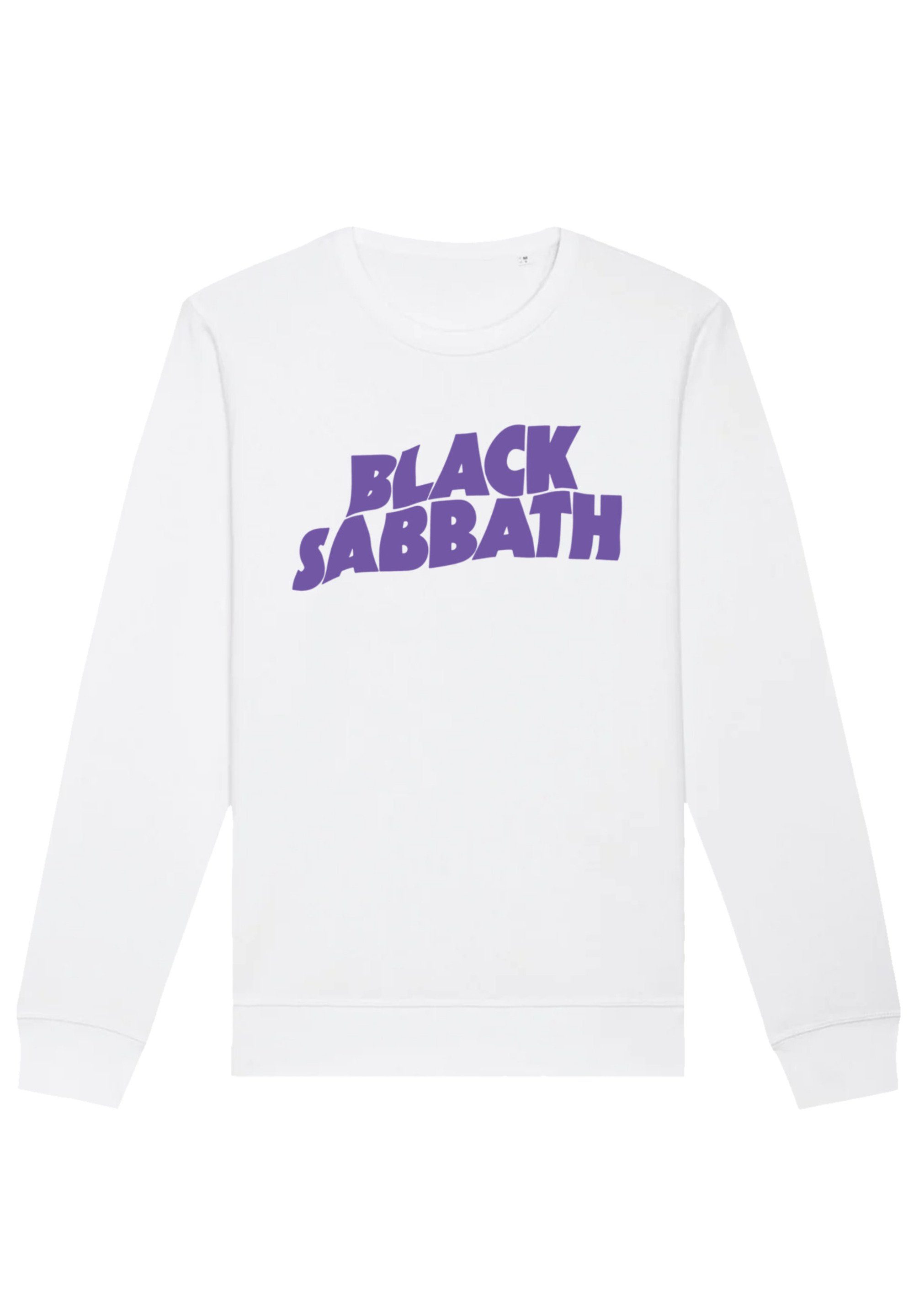 F4NT4STIC Sweatshirt Black Logo Print Wavy Black Sabbath weiß