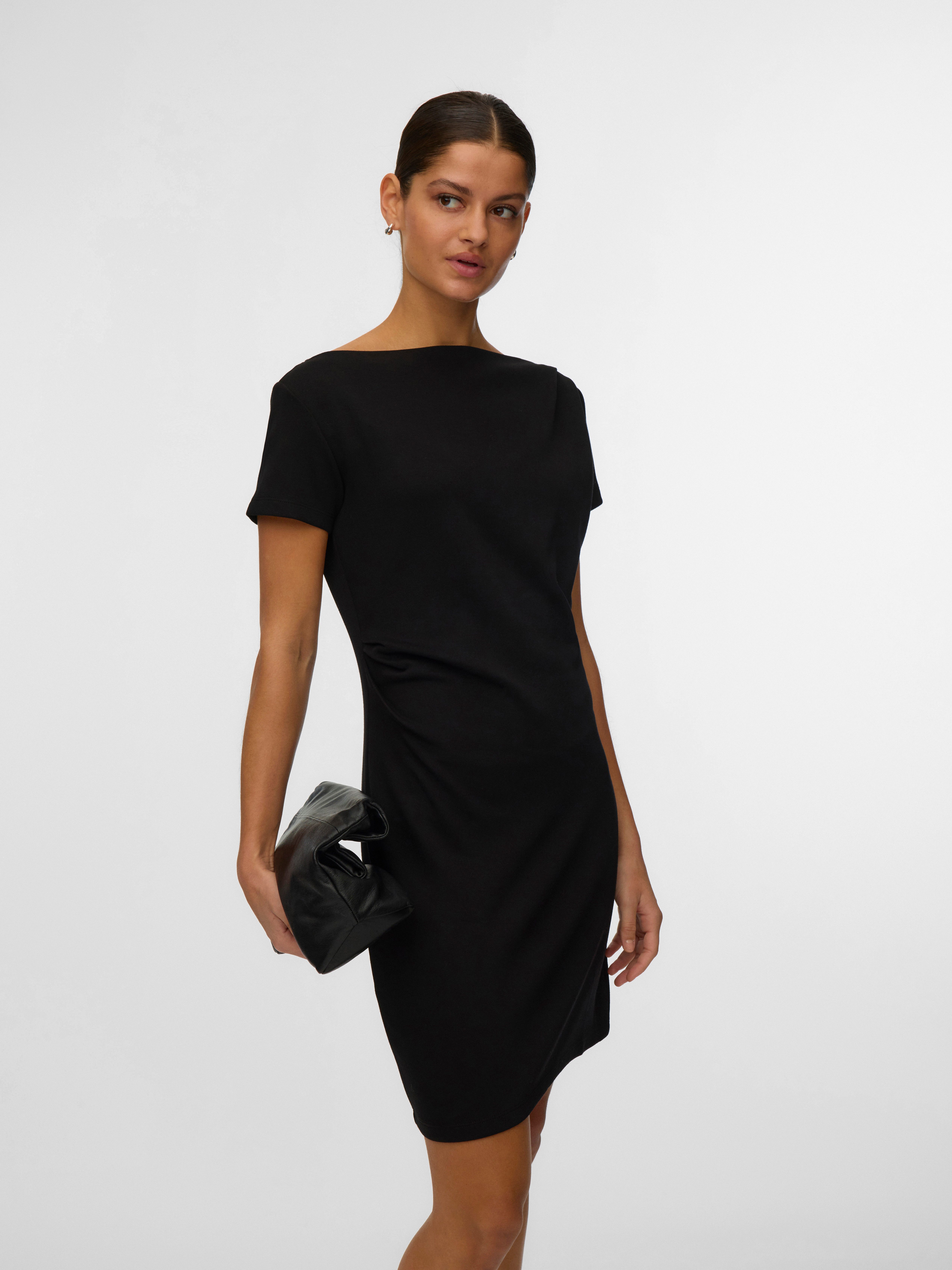 Vero Moda Minikleid VMMILLE SS SHORT DRESS JRS NOOS Materialmix, mit Raffung