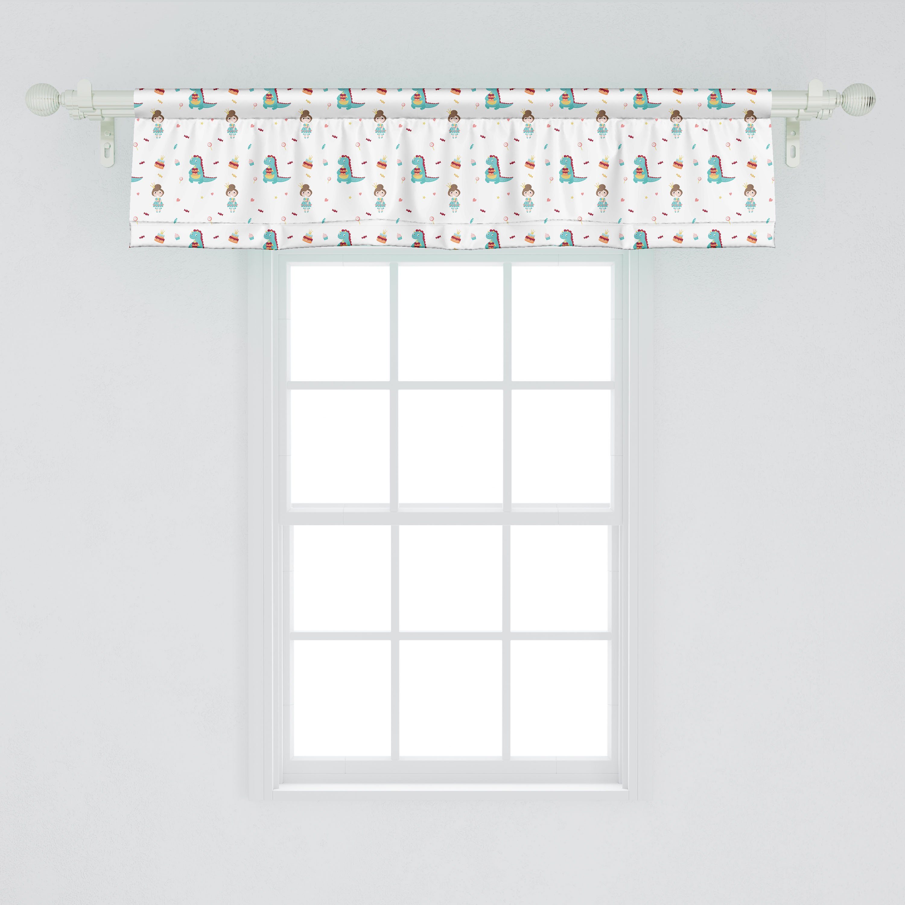 Scheibengardine Vorhang Volant Microfaser, mit Stangentasche, für Geburtstags-T-Rex Dino Schlafzimmer Dekor Küche und Prinzessin Abakuhaus