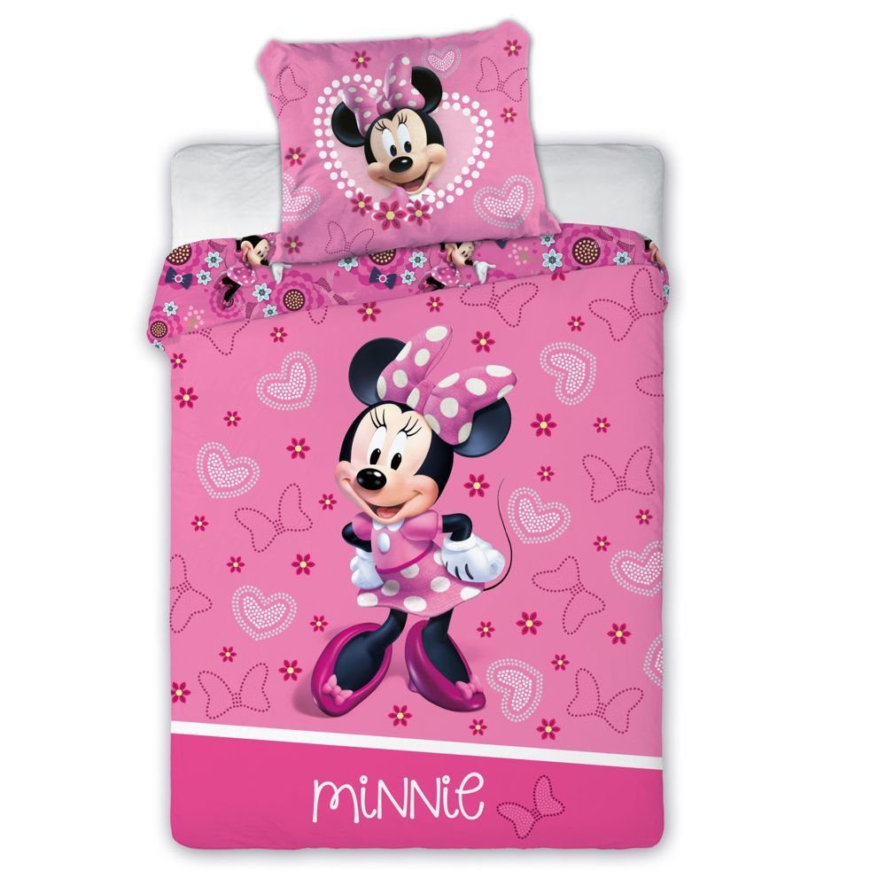 Disney Minnie Bettwäsche rosa 100 x 135 cm 2-teilig OEKO-TEX 100 Baby Bettbezug 