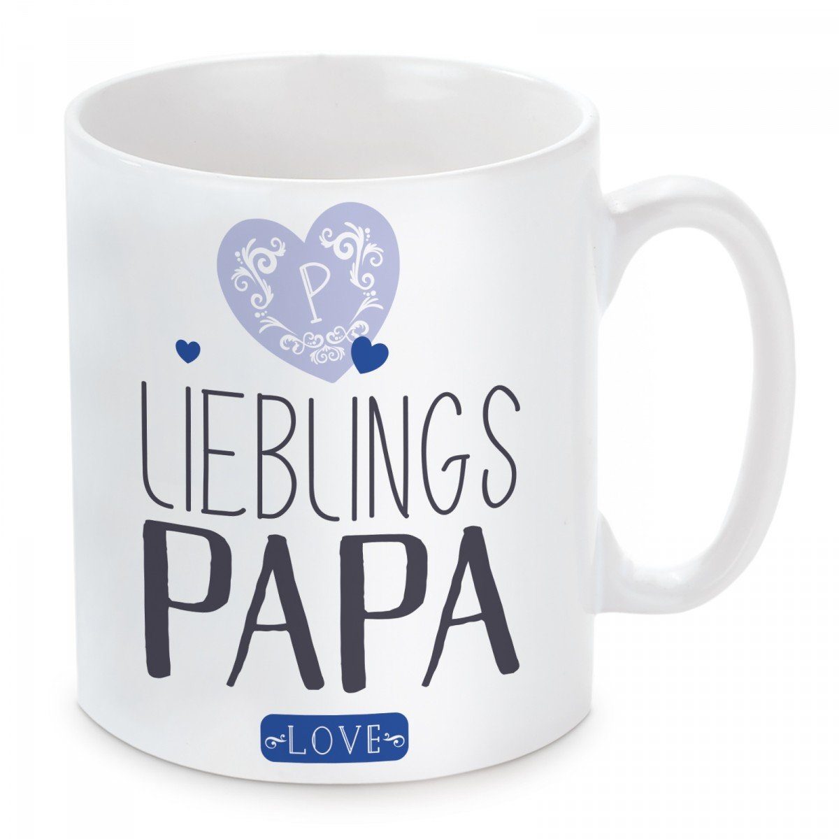 Herzbotschaft mikrowellengeeignet Tasse Kaffeetasse und Kaffeebecher spülmaschinenfest Lieblings Keramik, Motiv mit Papa,