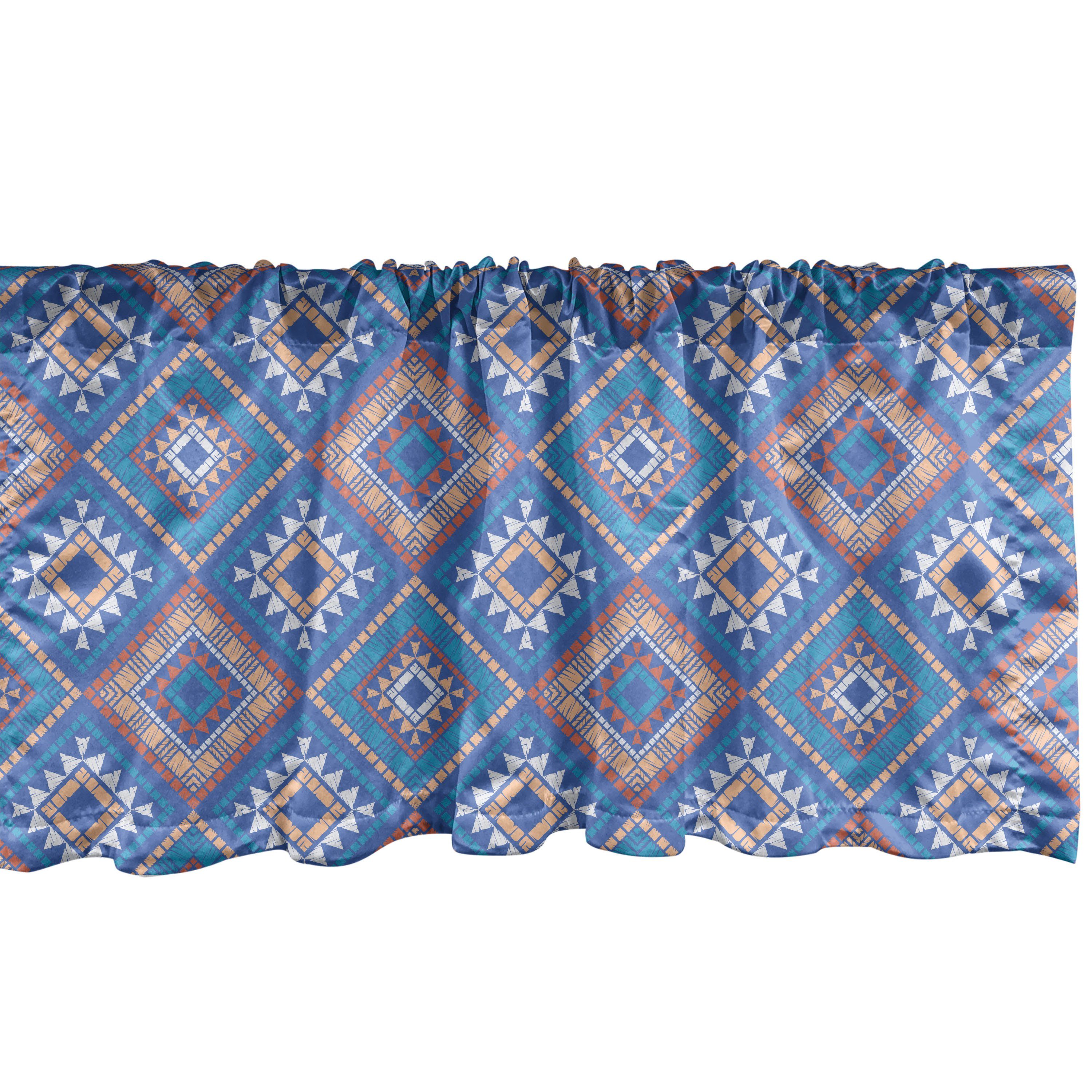 Scheibengardine Vorhang Volant für Küche Schlafzimmer Dekor mit Stangentasche, Abakuhaus, Microfaser, Aztekisch Hand gezeichnet Tribal Einflüsse