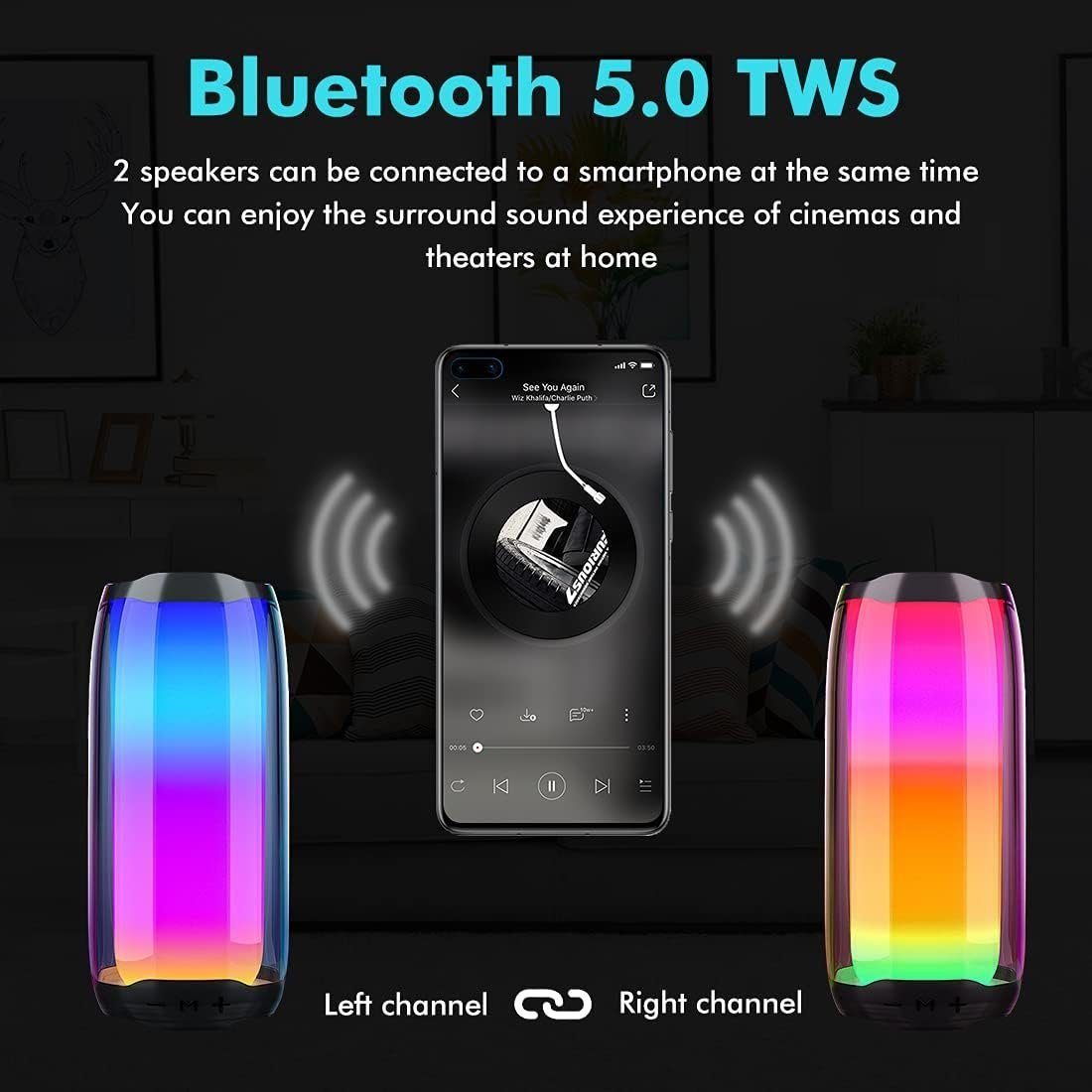 Speaker,IPX5,Type Bluetooth-Lautsprecher DOPWii 5.0 mit Bluetooth C Beleuchtung 360° Lautsprecher