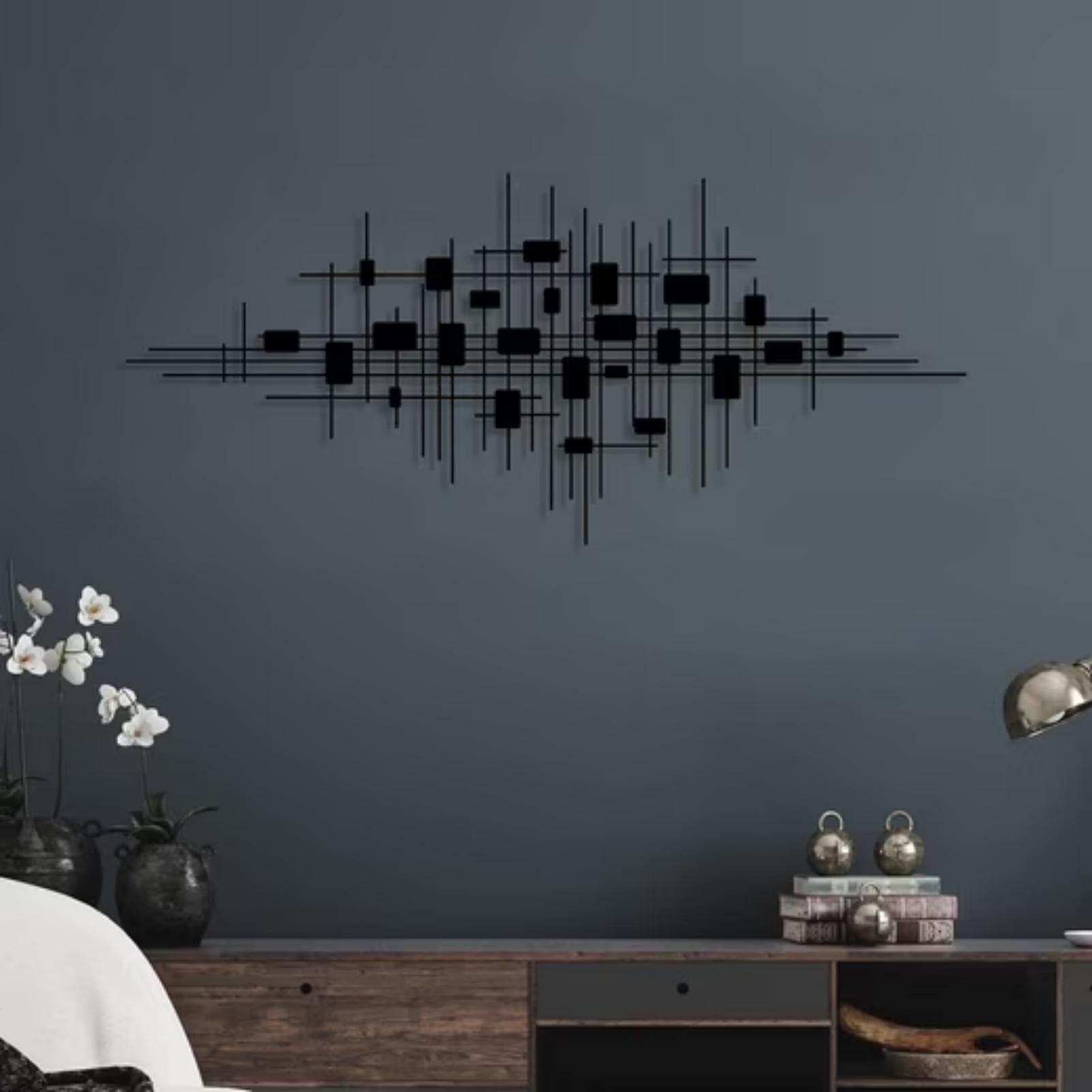 Jumpeak Wanddekoobjekt Kreative dreidimensionale Wanddekorationen aus Metallkunst, Prügel, Hergestellt aus Metall,Schwarz,weiß,Gold, Silber