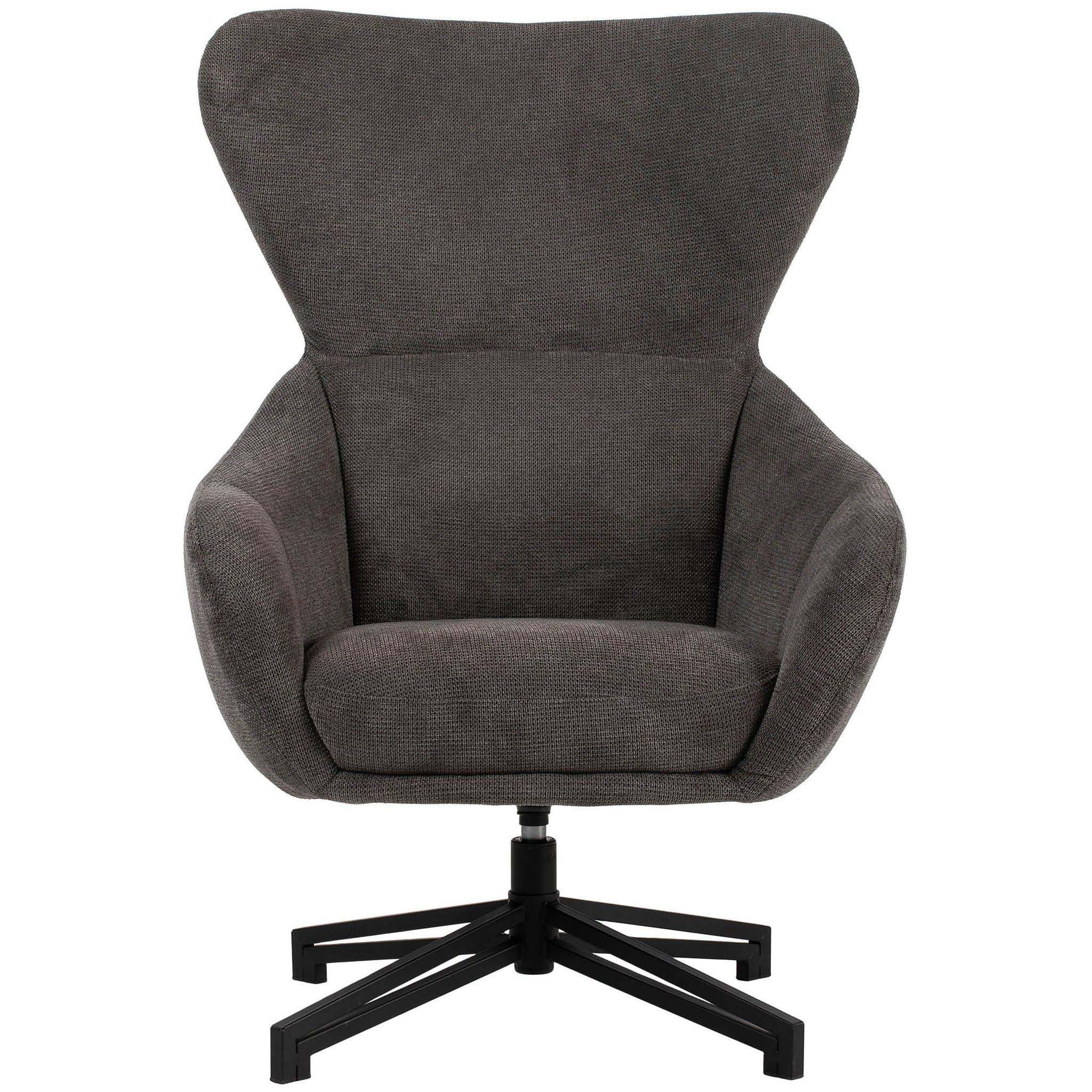 bene living Ohrensessel Marconia - drehbar - dunkelgrau (Indoor-Möbelset, 1-St), durchgehende Arm- und Rückenlehne - stabiles Metall-Gestell