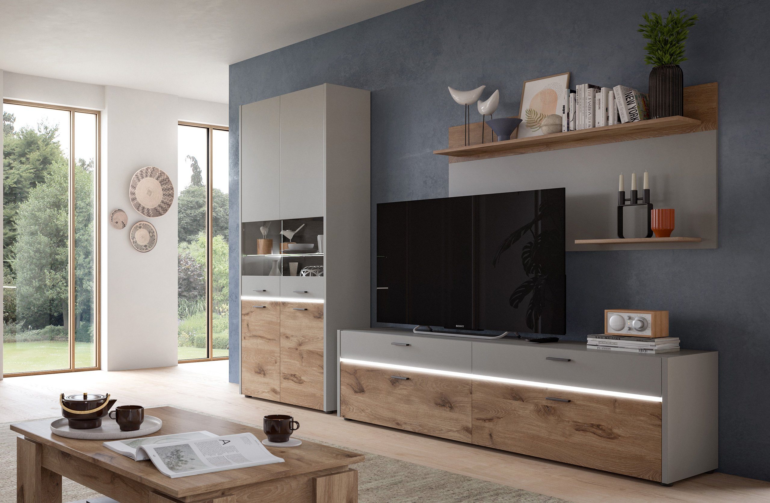 Newroom Wandboard Hellgrau 140 cm, Wandboard Hellgrau Wandregal Hängeregal Modern Zeitlos Wohnzimmer ...