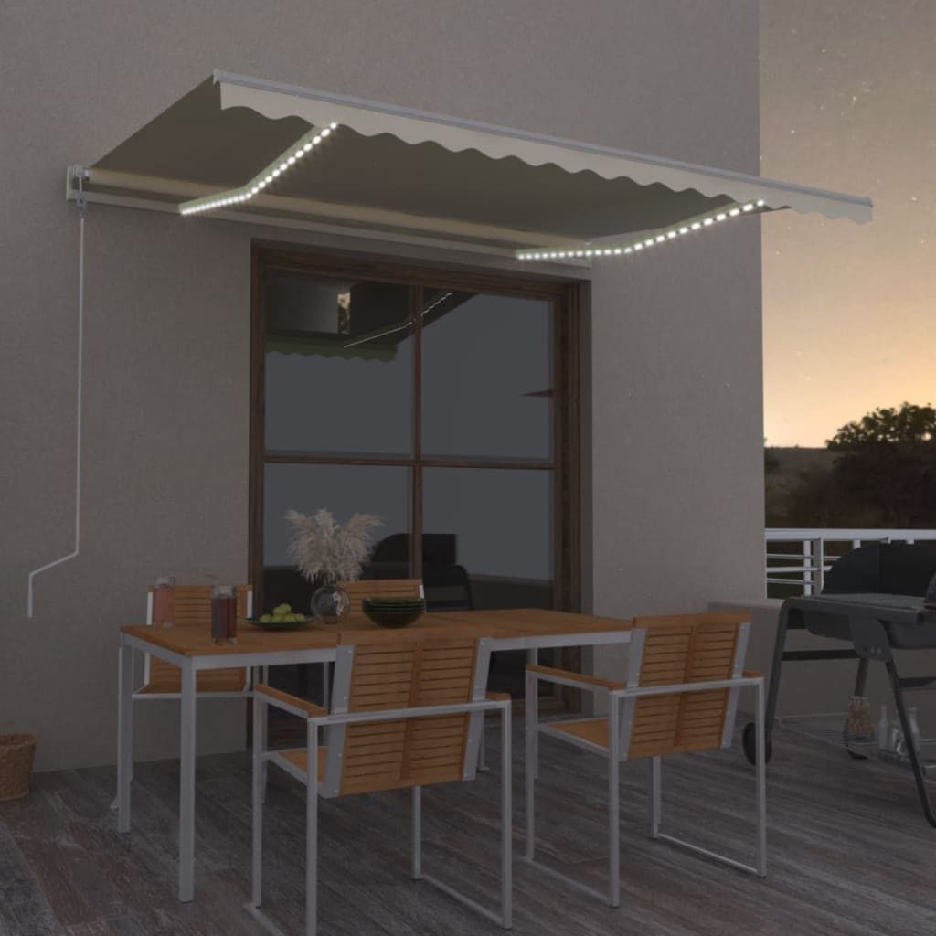 Thumbnail - vidaXL Markise Automatische Markise mit LED & Windsensor 450x350 cm Creme