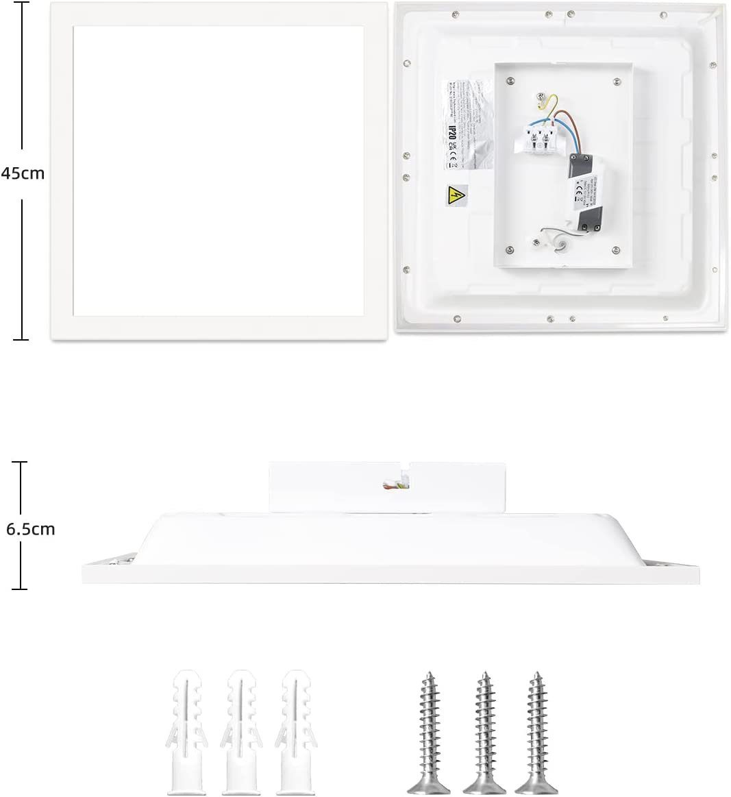 30W 3000K Flach LED Deckenpanel Warmweiss 45x45cm Nettlife Design Panel