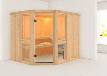 Karibu Sauna Aline 3, BxTxH: 231 x 196 x 198 cm, 68 mm, (Set) 9-kW-Ofen mit integrierter Steuerung