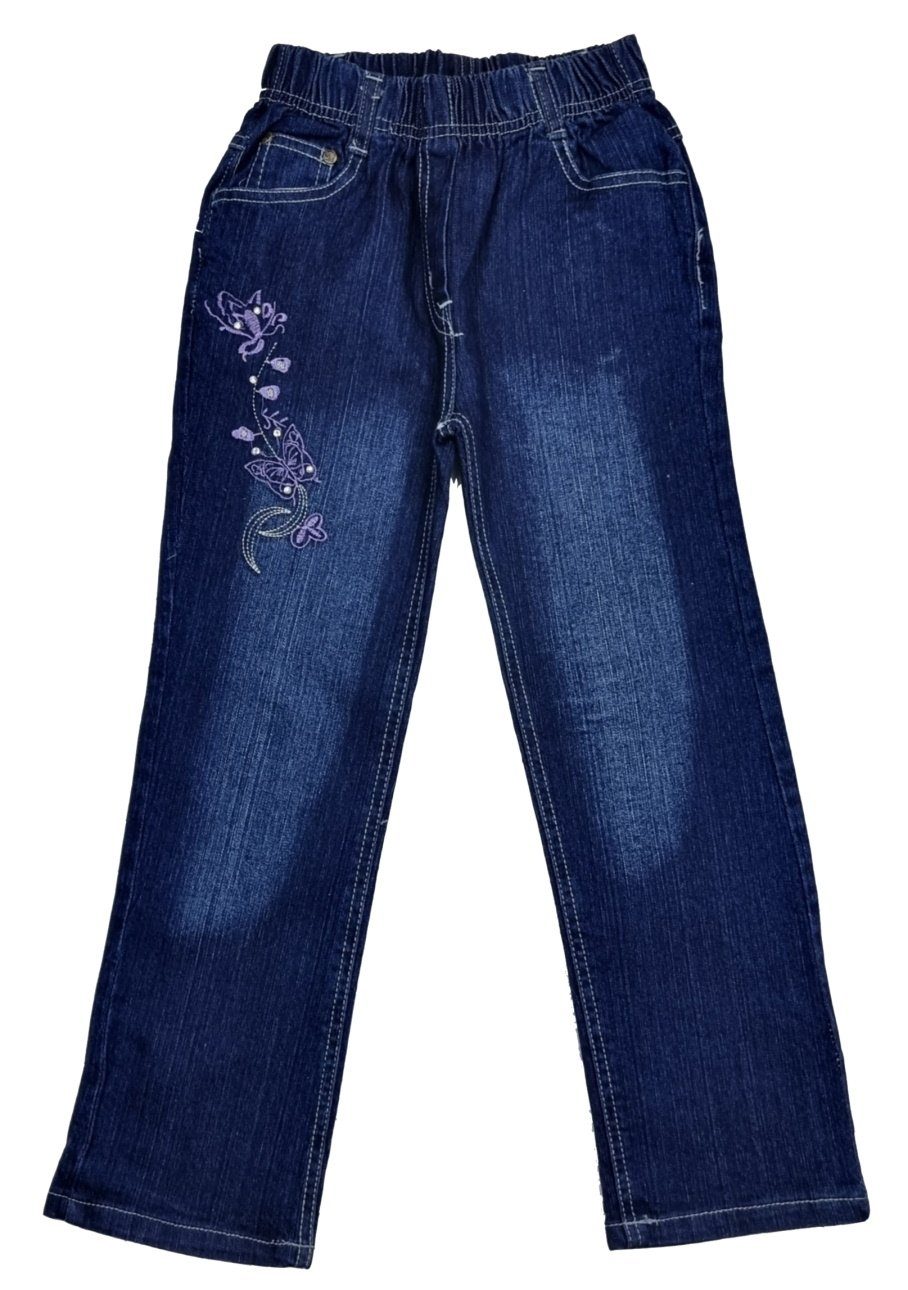Gummizug, Fashion Mädchen mit M5 Jeans rundum Girls Stretchjeans Hose Stretch-Jeans