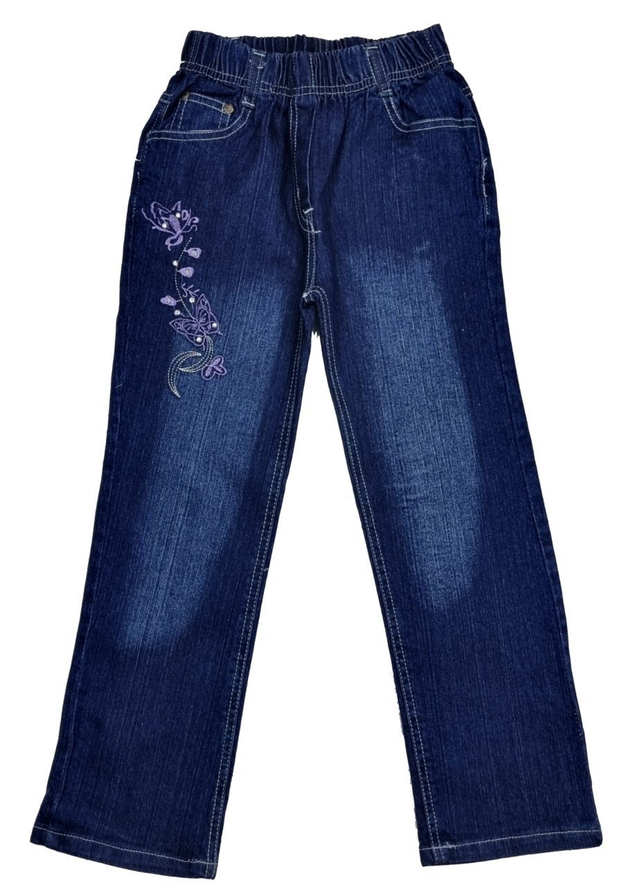 Girls Fashion Stretch-Jeans Mädchen Jeans Stretchjeans Hose mit rundum Gummizug, M5
