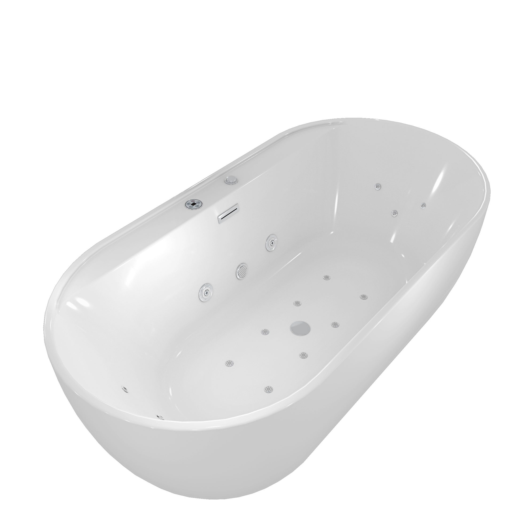 AcquaVapore Whirlpool-Badewanne freistehende Wanne F29 180x90cm Whirlpool Luft & Wasser, (1-tlg), mit Ablaufgarnitur