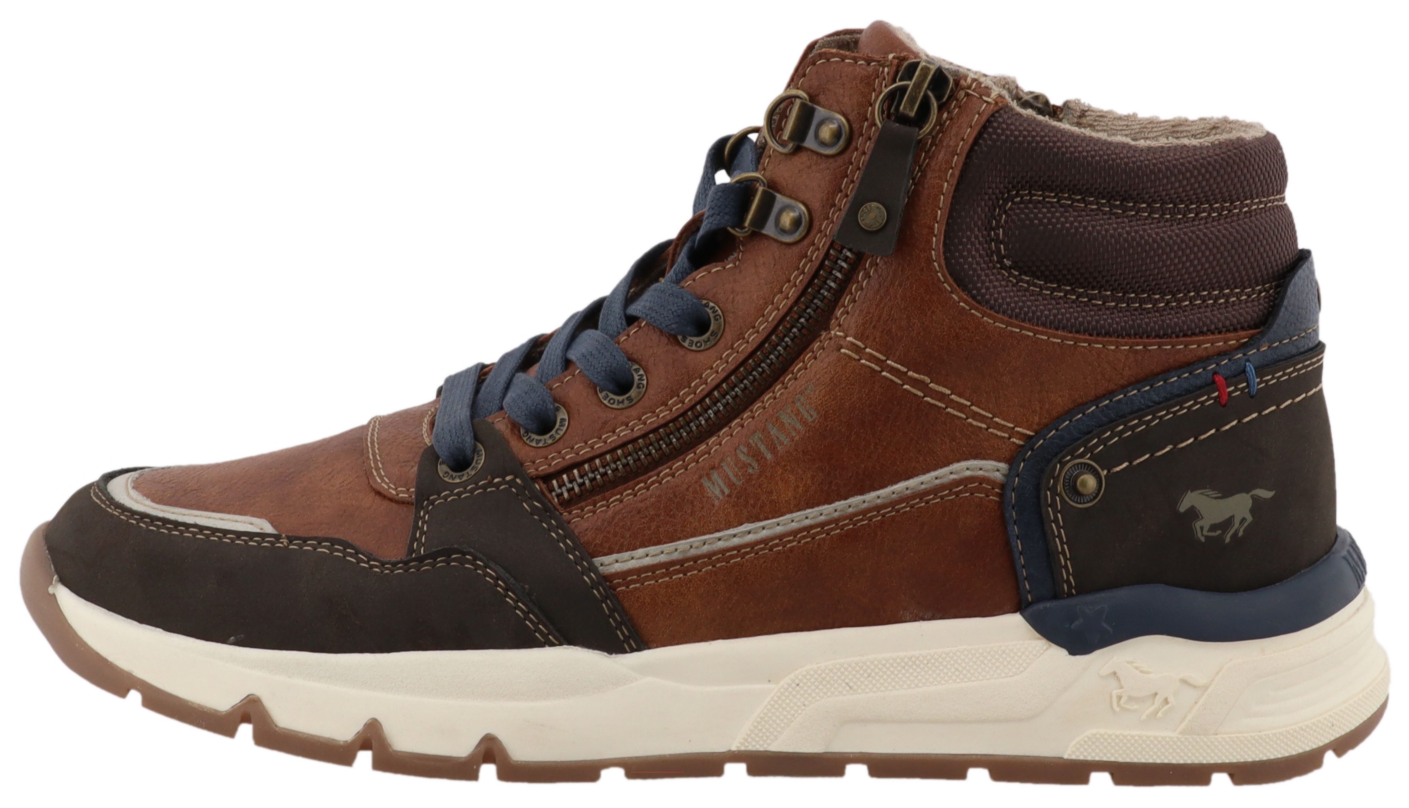 Mustang Shoes Mart Sneaker High Top Sneaker, Schnürboots mit Reißverschluss