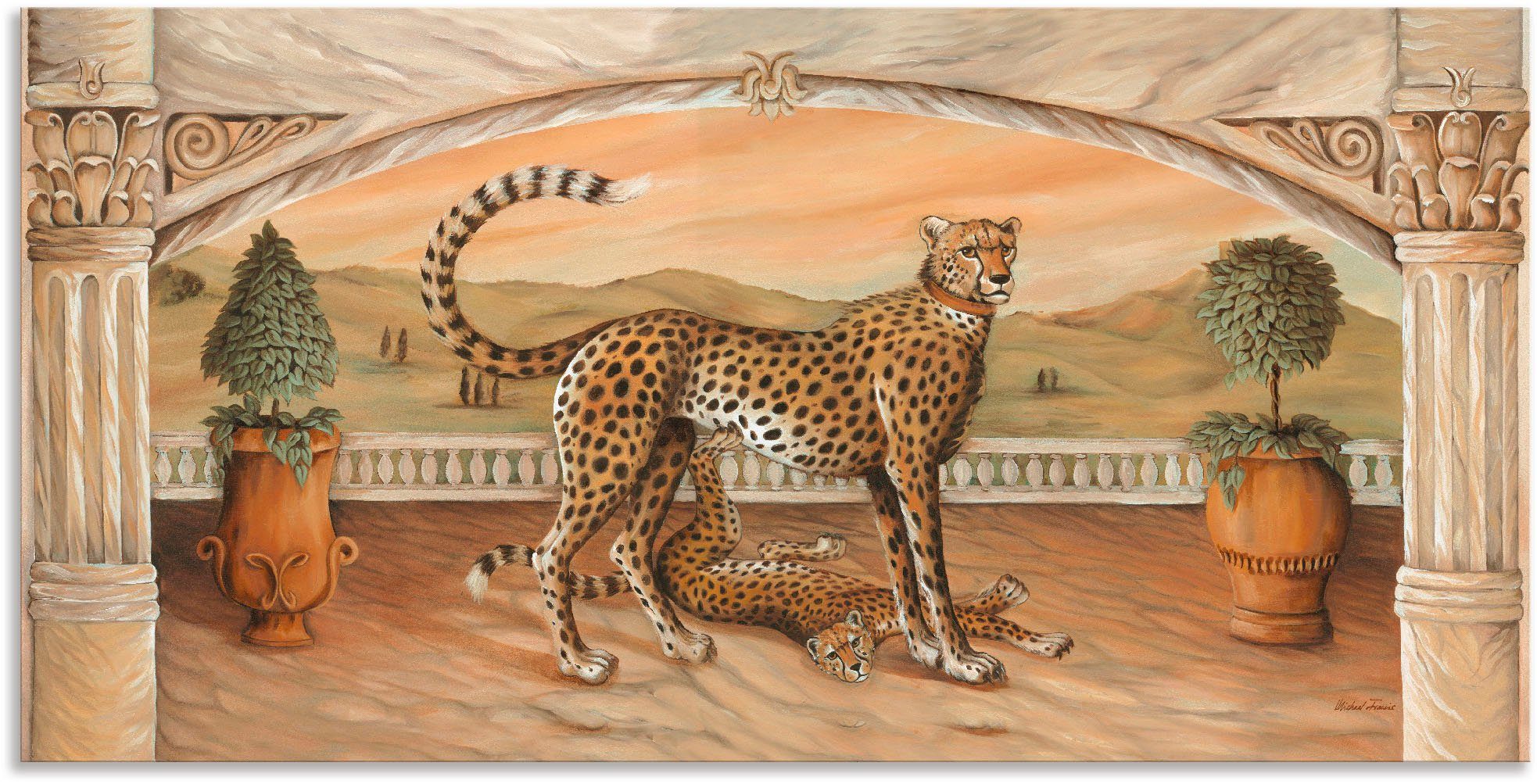 als unterm Poster Alubild, Geparden (1 Leinwandbild, Artland Bogen, St), oder Wandaufkleber Wandbild Wildtiere in versch. Größen